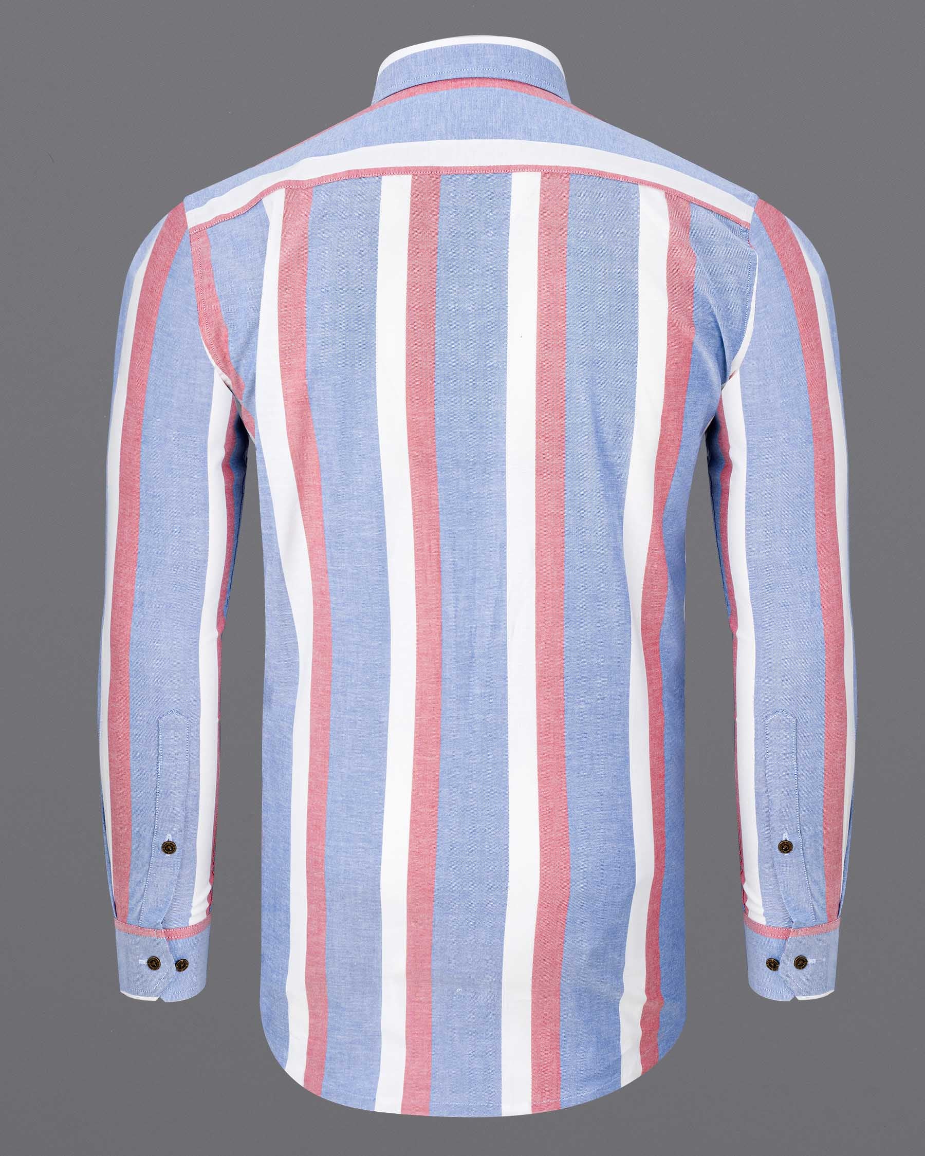 Wistful Blue and Charm Pink Striped Royal Oxford Shirt