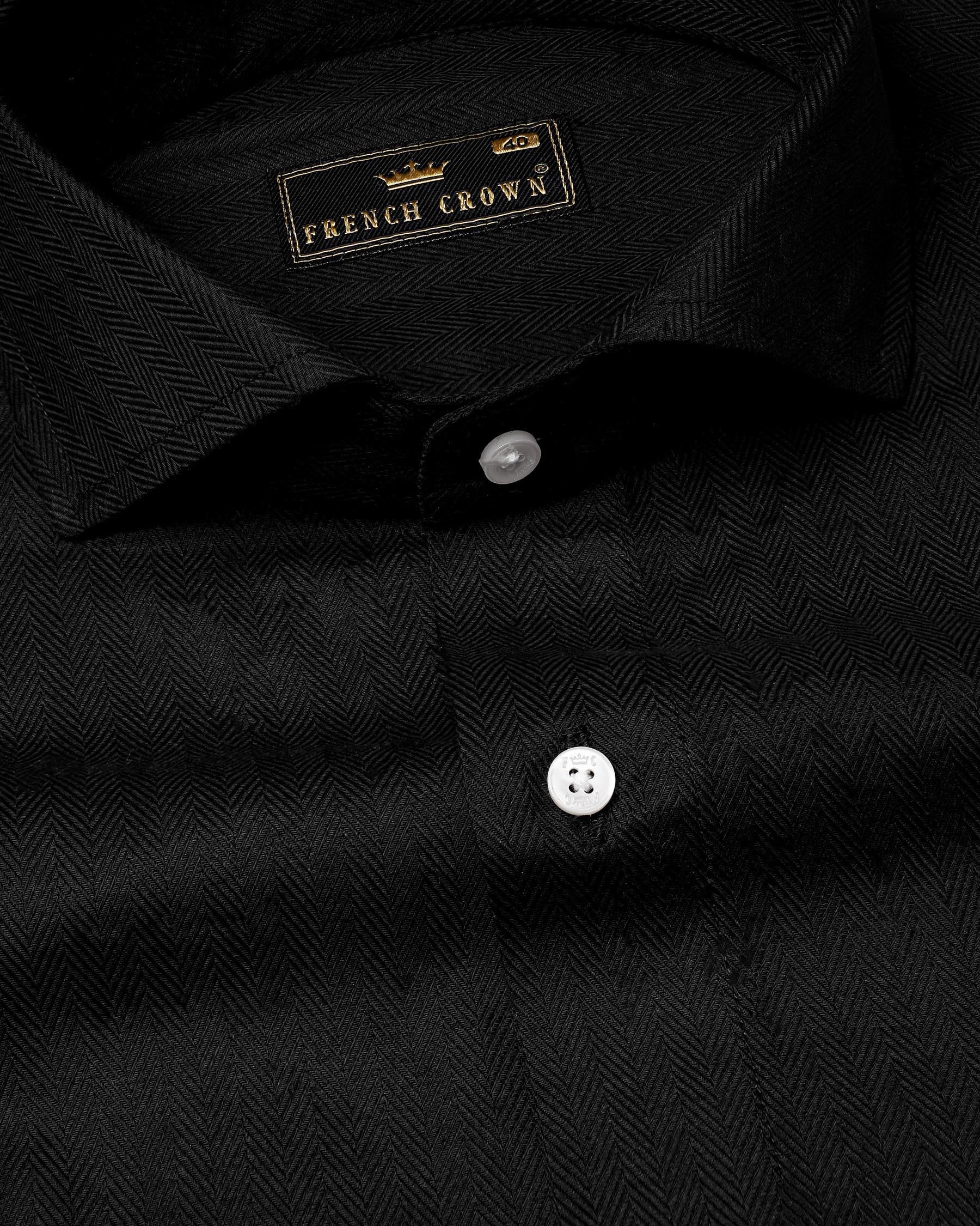 Jade Black Herringbone Shirt