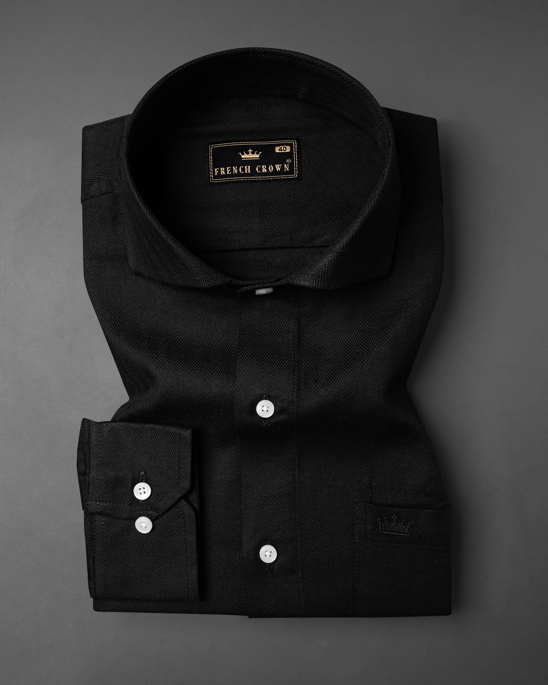 Jade Black Herringbone Shirt