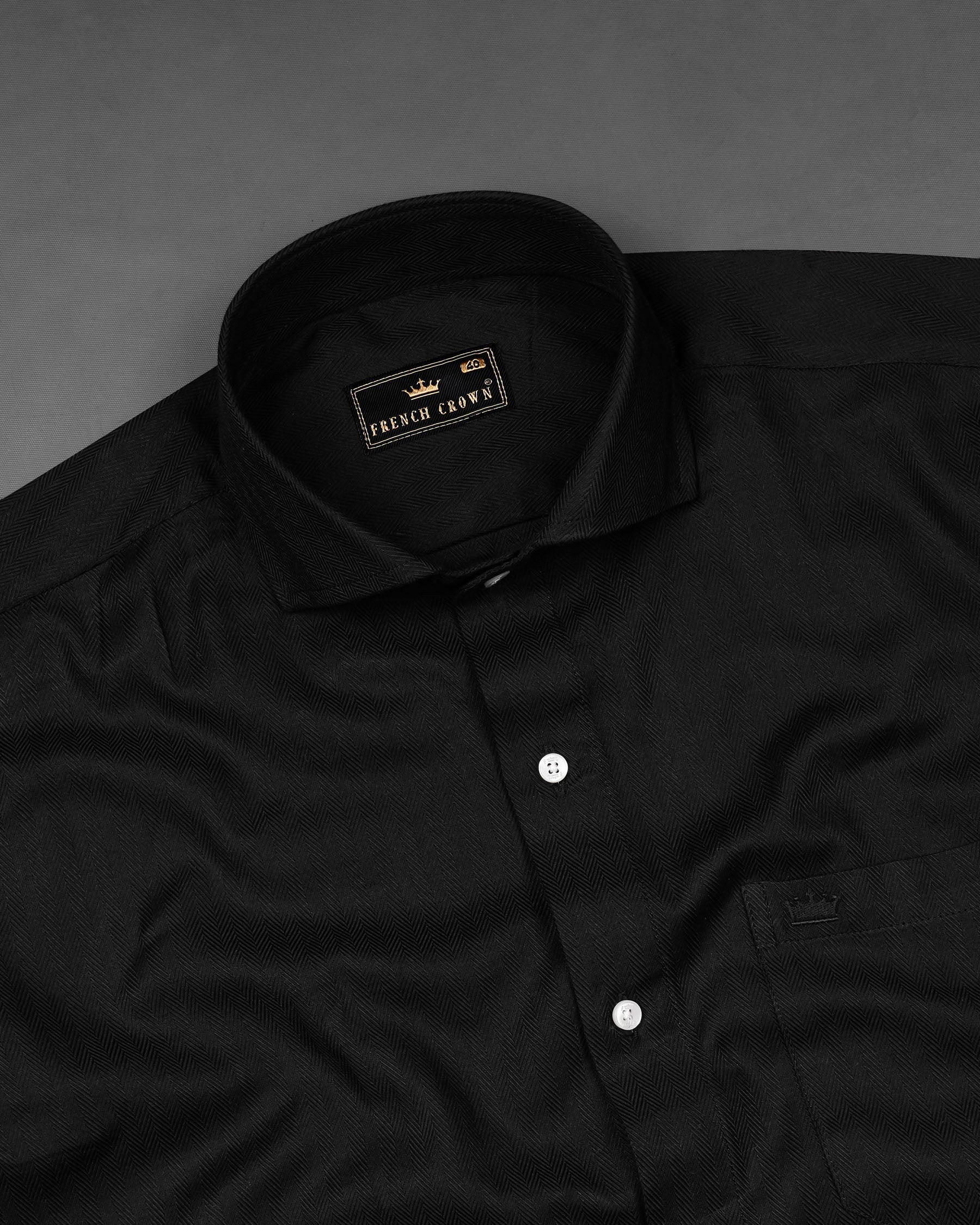 Jade Black Herringbone Shirt