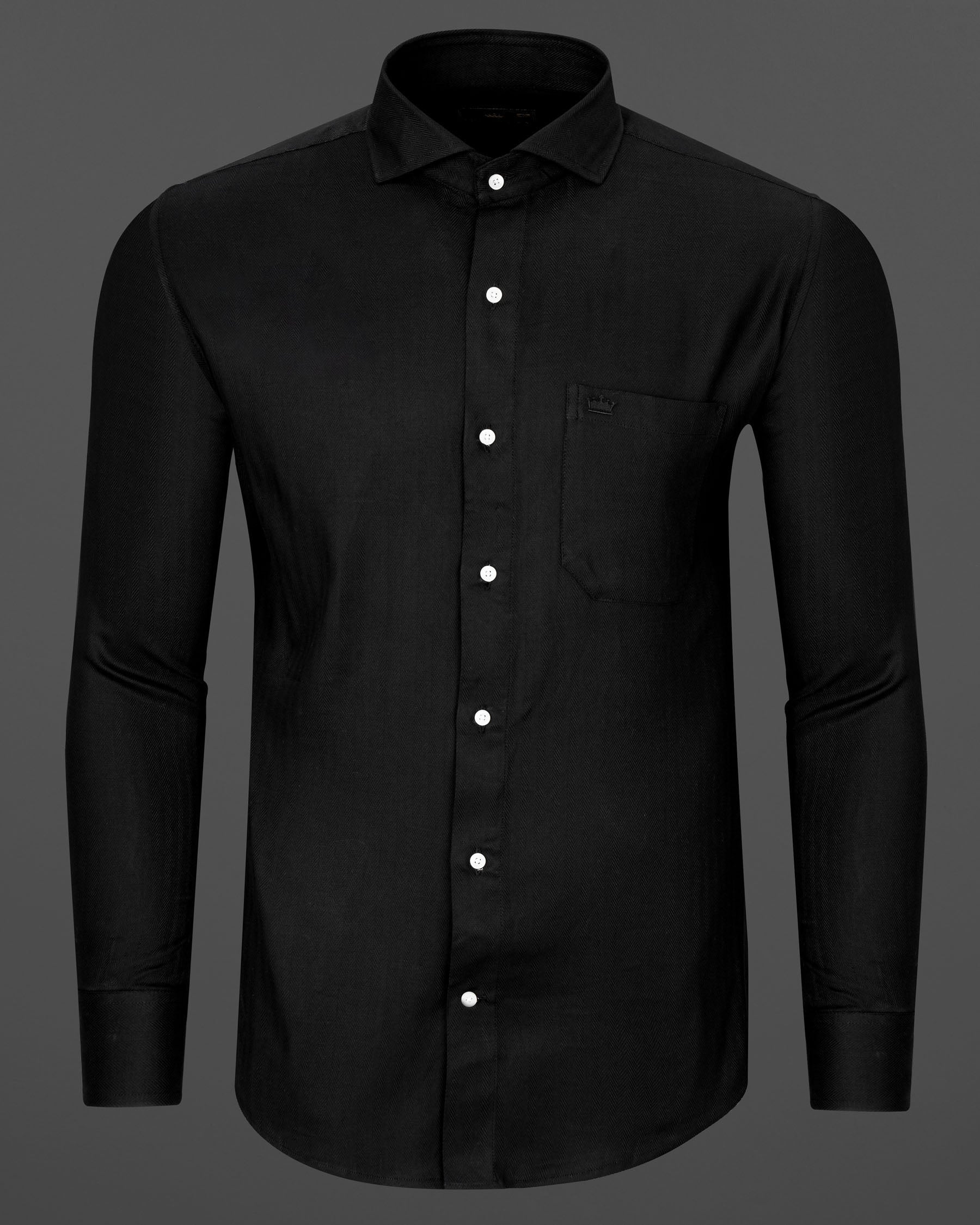 Jade Black Herringbone Shirt