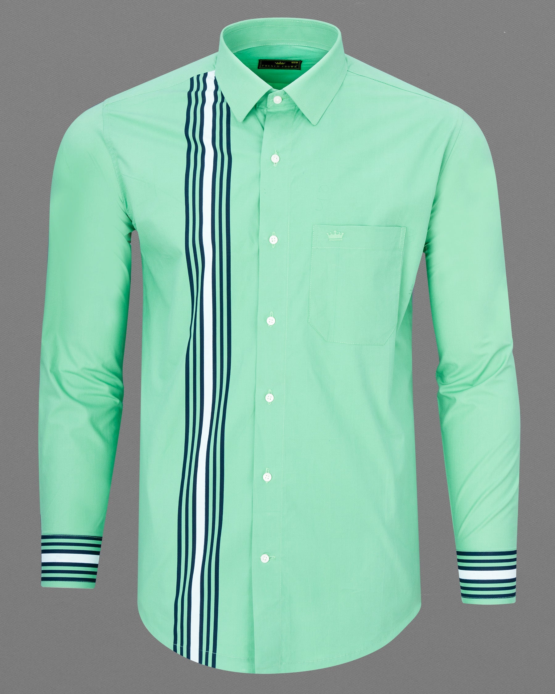 Bermuda Green with Striped Premium Cotton Shirt