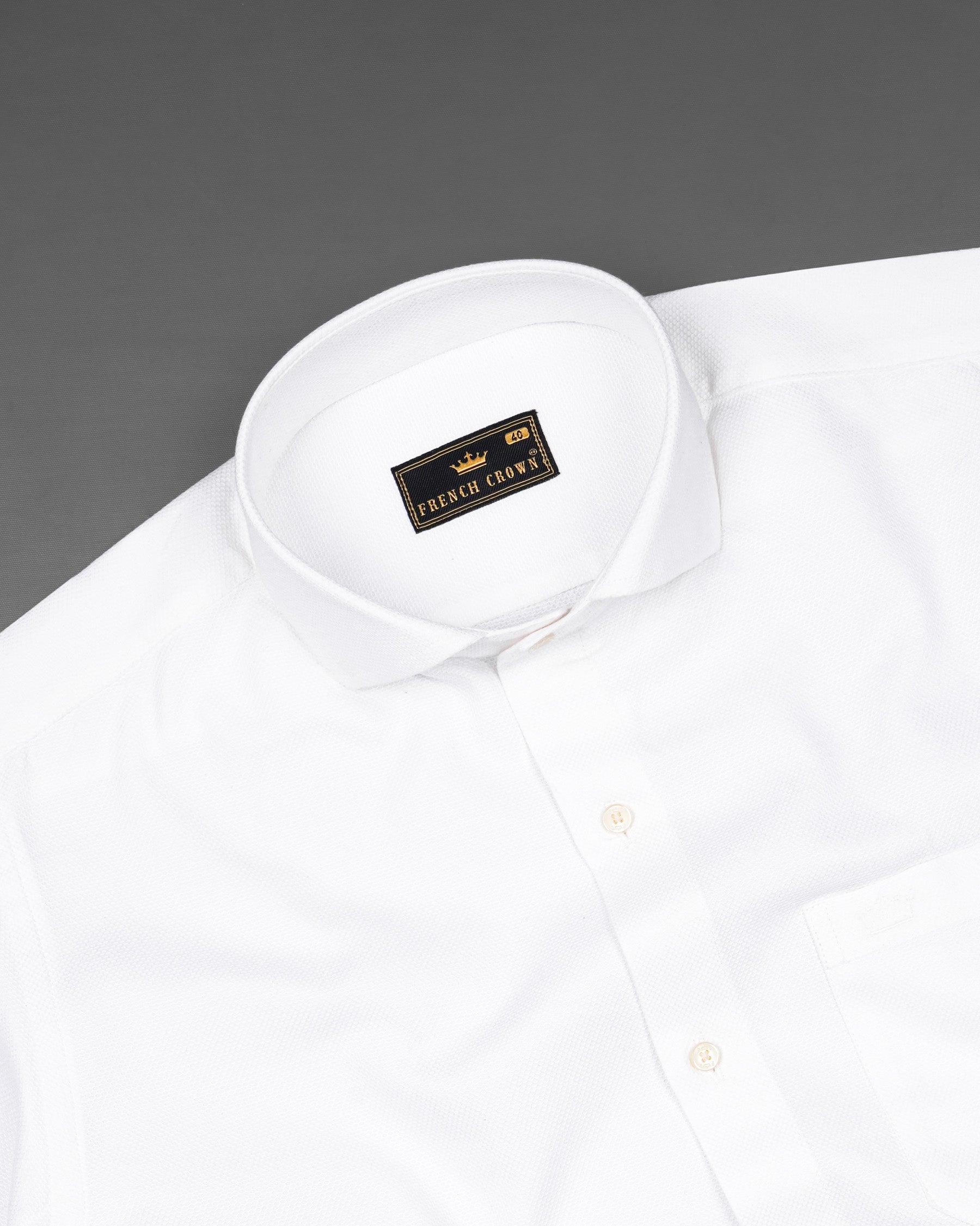 Bright White Dobby Textured Premium Giza Cotton Shirt