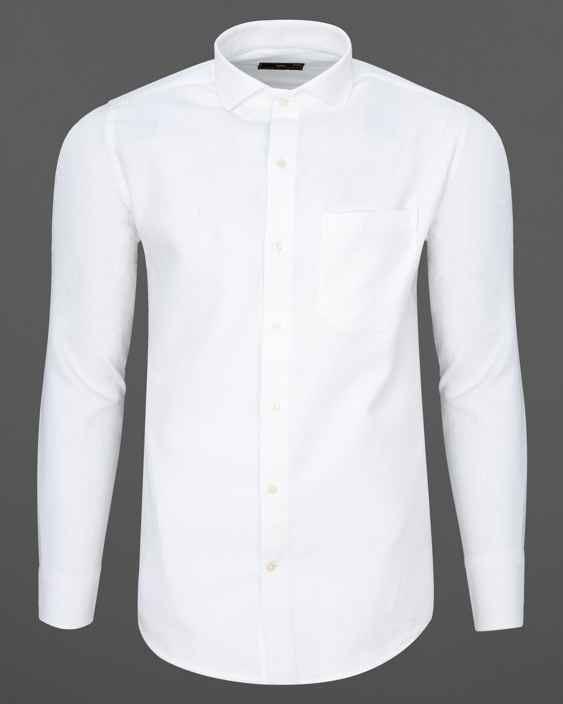 Bright White Dobby Textured Premium Giza Cotton Shirt