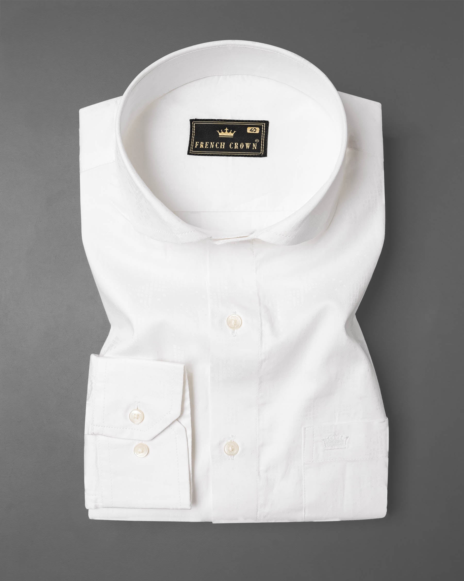 Bright White Jacquard Textured Premium Giza Cotton Shirt