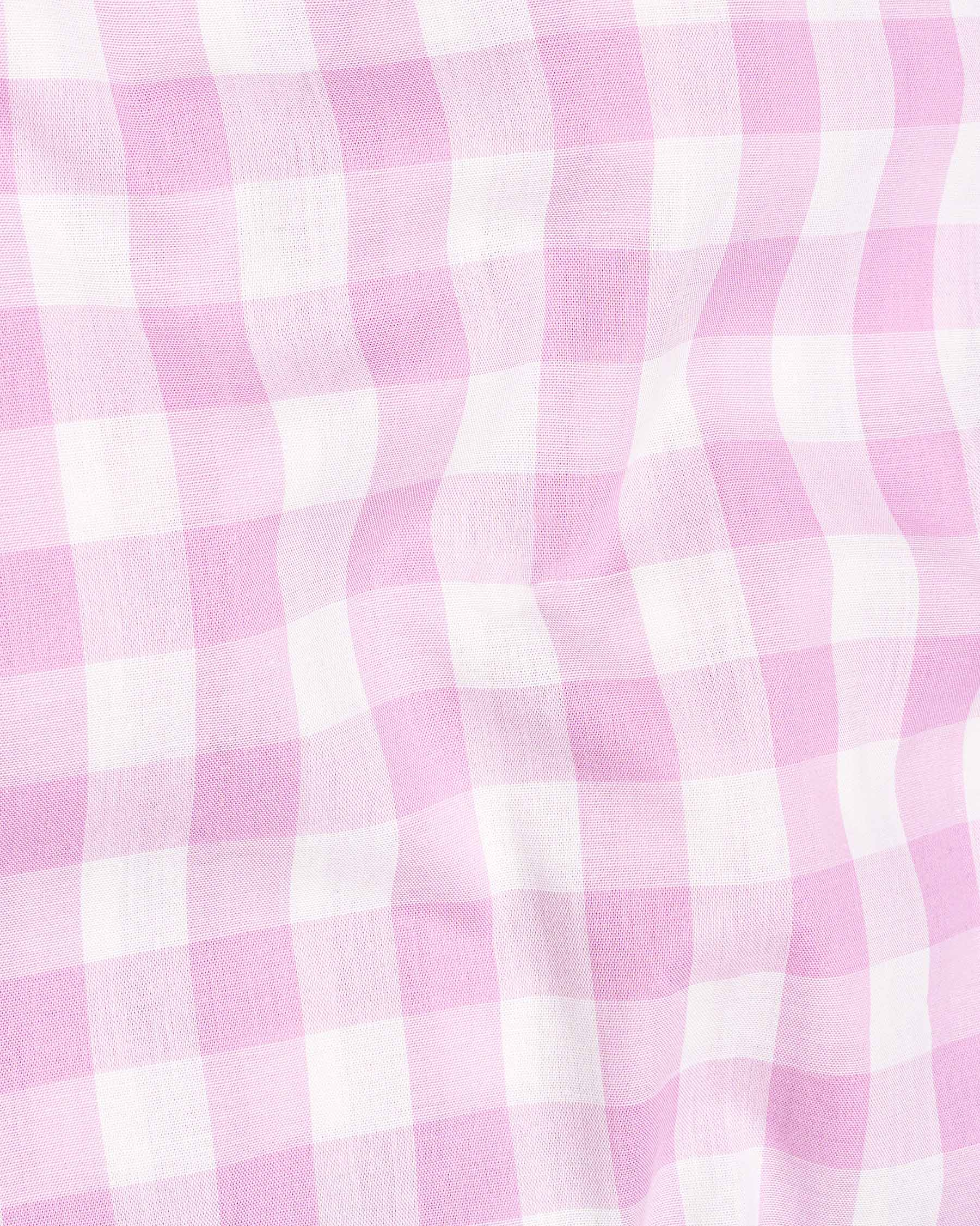 Melanie Pink and White Checkered Premium Cotton Shirt