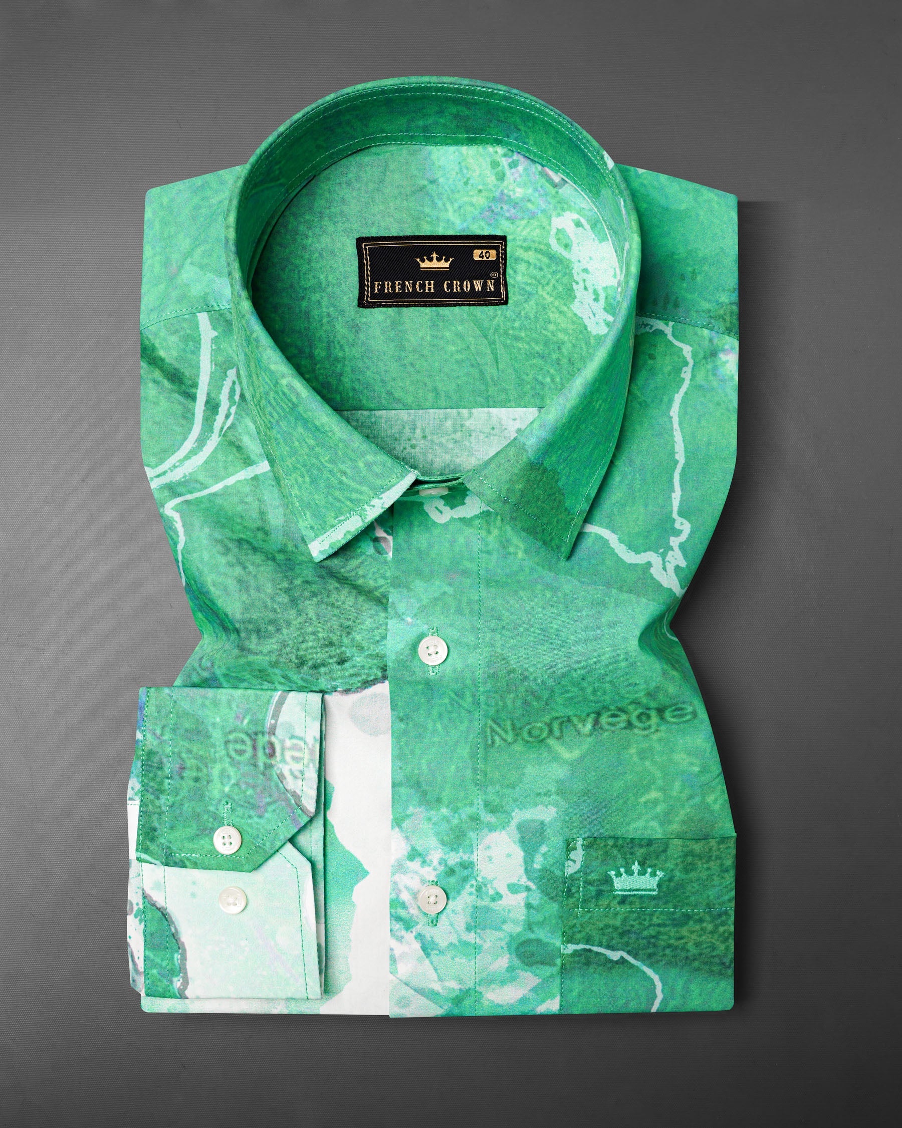 Mantis Green Marble Printed Premium Cotton Shirt