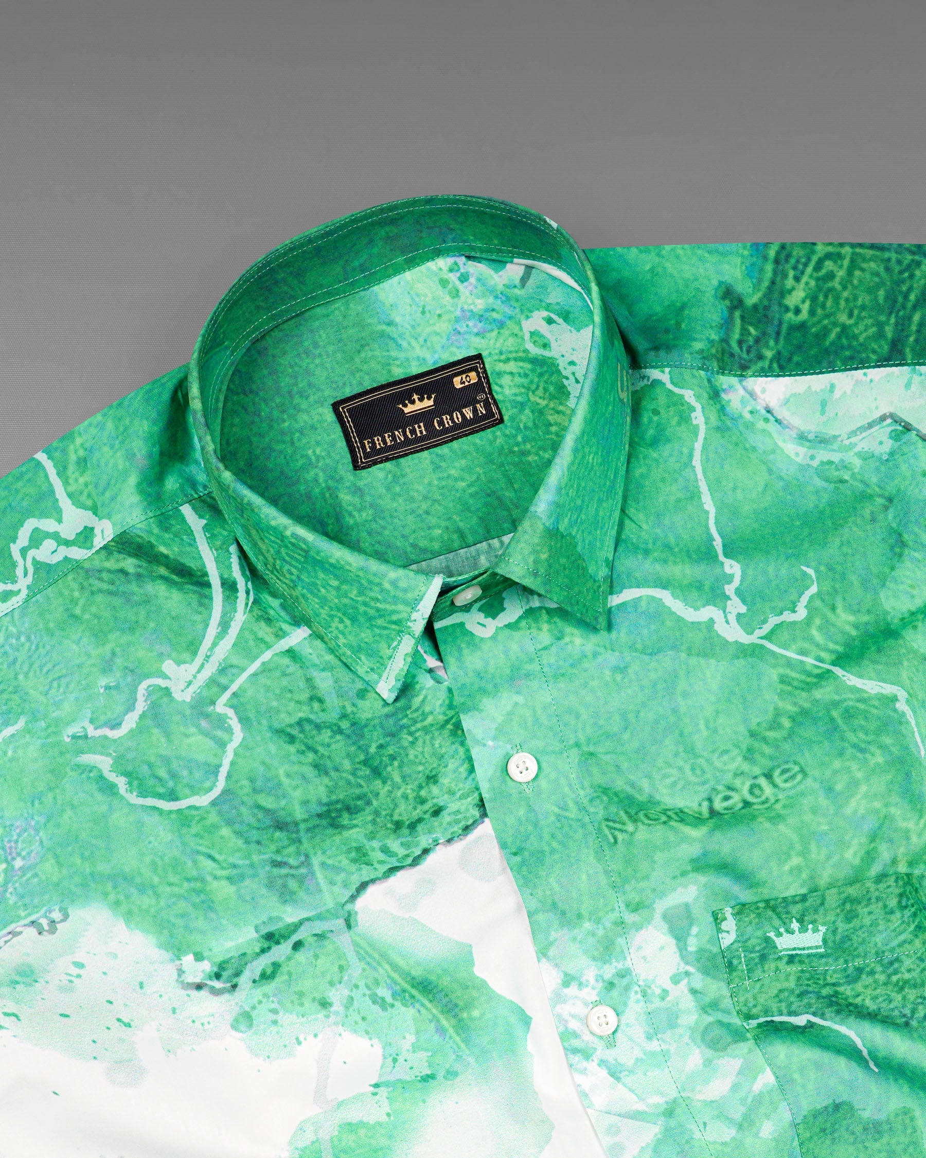 Mantis Green Marble Printed Premium Cotton Shirt