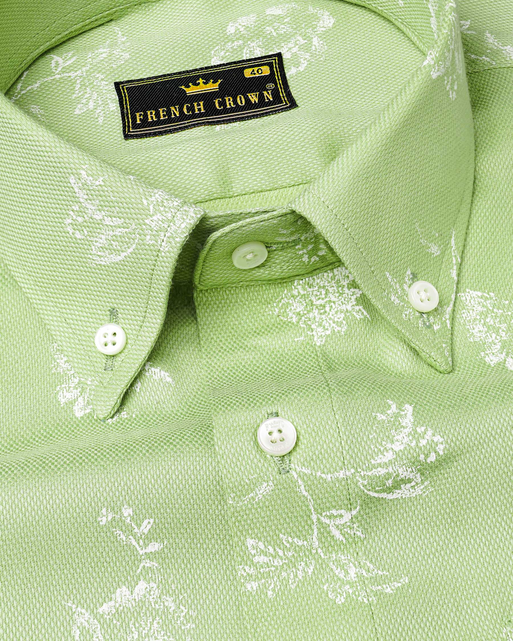 Pale Olive Green With White Floral Dobby Textured Premium Giza Cotton Shirt 7439-BD-38, 7439-BD-H-38, 7439-BD-39, 7439-BD-H-39, 7439-BD-40, 7439-BD-H-40, 7439-BD-42, 7439-BD-H-42, 7439-BD-44, 7439-BD-H-44, 7439-BD-46, 7439-BD-H-46, 7439-BD-48, 7439-BD-H-48, 7439-BD-50, 7439-BD-H-50, 7439-BD-52, 7439-BD-H-52