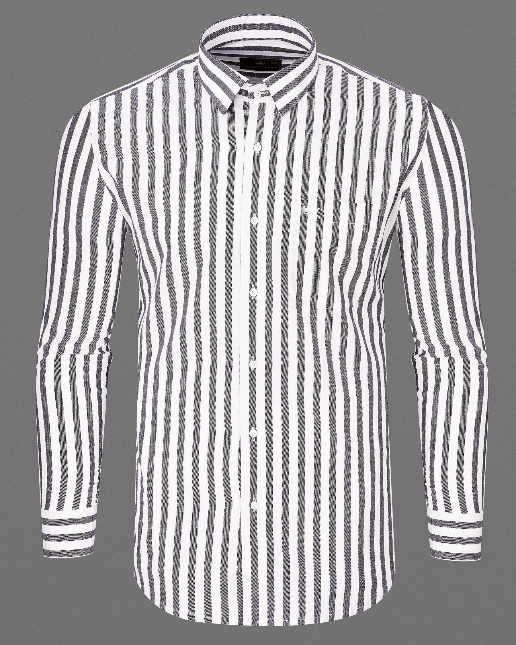 Wenge Gray and Gainsboro Twill Striped Premium Cotton Shirt  7448-38, 7448-H-38, 7448-39, 7448-H-39, 7448-40, 7448-H-40, 7448-42, 7448-H-42, 7448-44, 7448-H-44, 7448-46, 7448-H-46, 7448-48, 7448-H-48, 7448-50, 7448-H-50, 7448-52, 7448-H-52