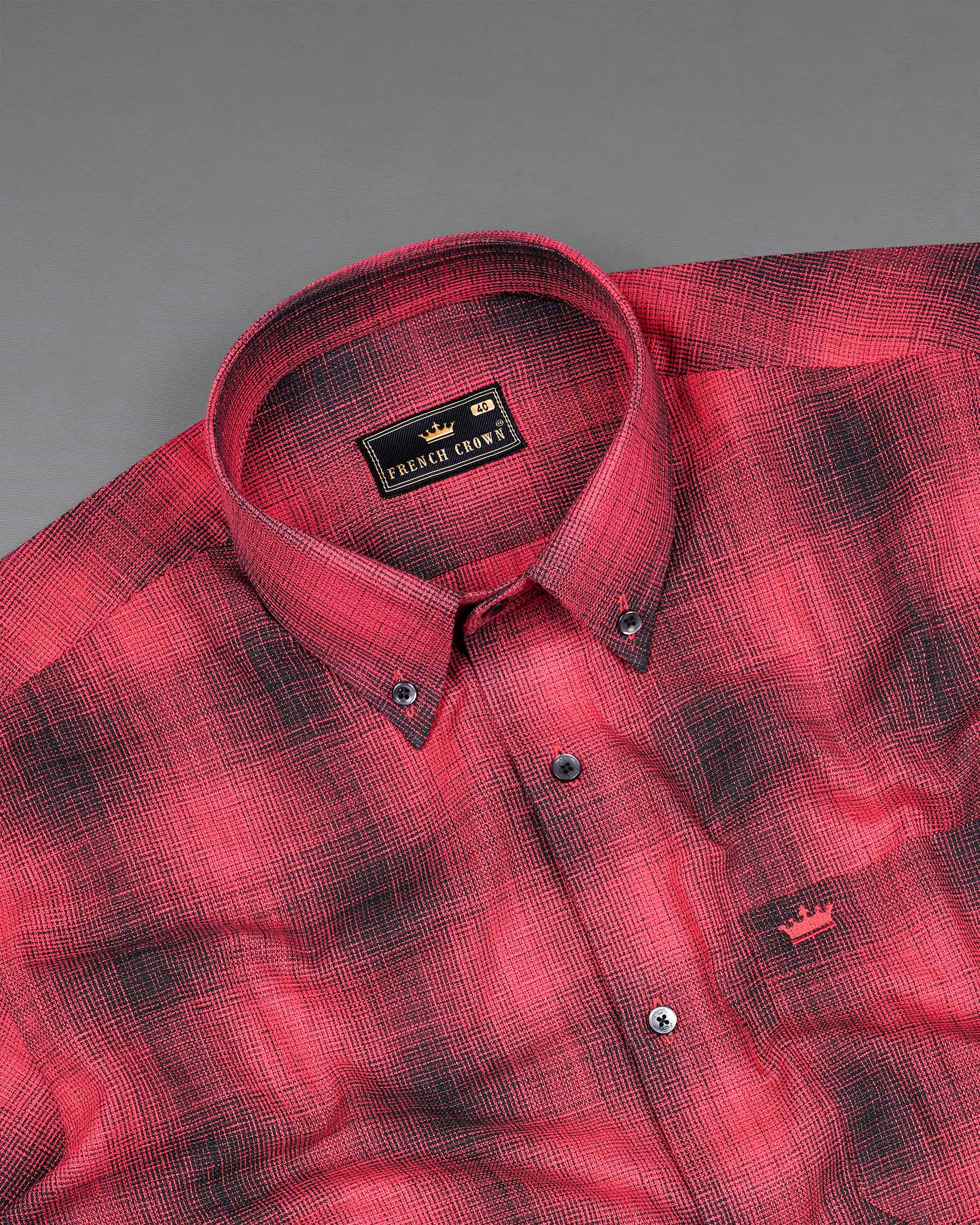 Pale Carmine Red and Jade Black Plaid Dobby Textured Premium Giza Cotton Shirt  7462-BD-BLK-38, 7462-BD-BLK-H-38, 7462-BD-BLK-39, 7462-BD-BLK-H-39, 7462-BD-BLK-40, 7462-BD-BLK-H-40, 7462-BD-BLK-42, 7462-BD-BLK-H-42, 7462-BD-BLK-44, 7462-BD-BLK-H-44, 7462-BD-BLK-46, 7462-BD-BLK-H-46, 7462-BD-BLK-48, 7462-BD-BLK-H-48, 7462-BD-BLK-50, 7462-BD-BLK-H-50, 7462-BD-BLK-52, 7462-BD-BLK-H-52