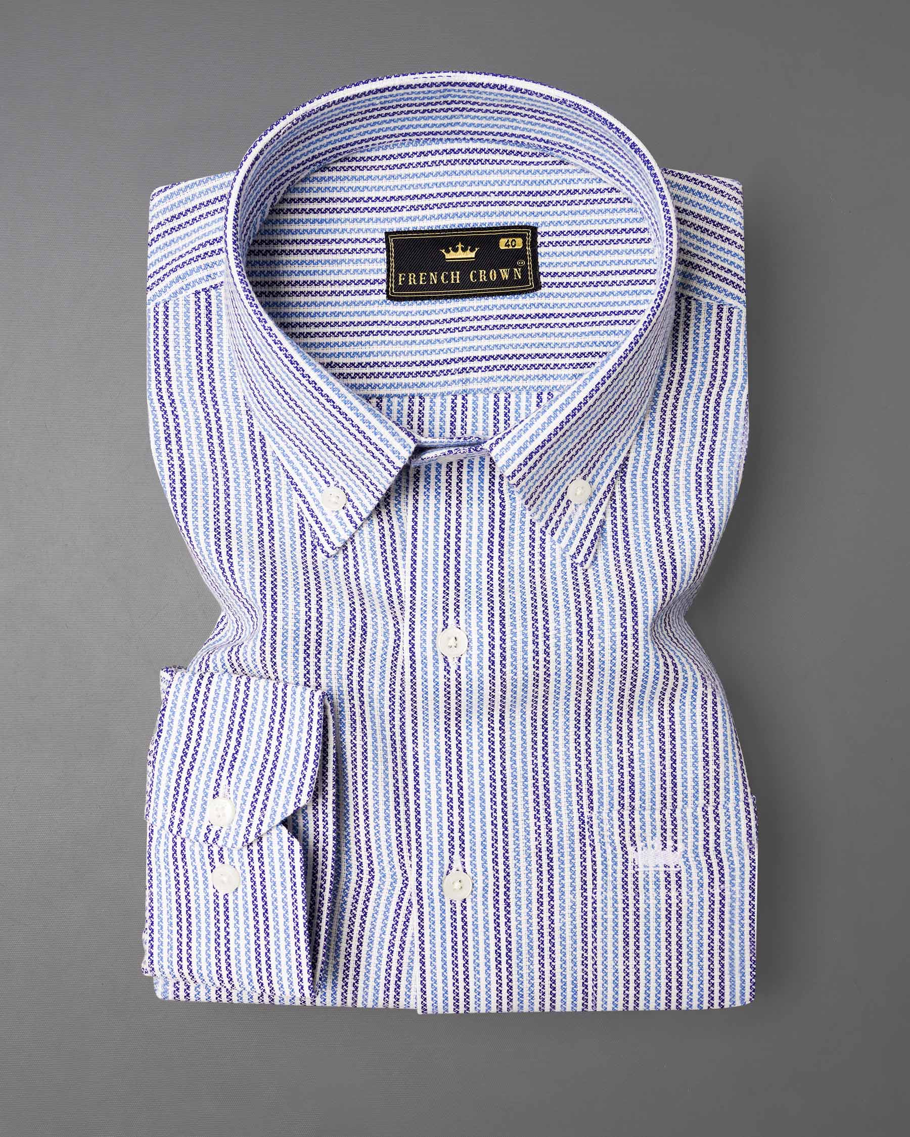 Meteorite Navy Blue with Pale Cerulean Blue Striped Dobby Textured Premium Giza Cotton Shirt  7465-BD-38, 7465-BD-H-38, 7465-BD-39, 7465-BD-H-39, 7465-BD-40, 7465-BD-H-40, 7465-BD-42, 7465-BD-H-42, 7465-BD-44, 7465-BD-H-44, 7465-BD-46, 7465-BD-H-46, 7465-BD-48, 7465-BD-H-48, 7465-BD-50, 7465-BD-H-50, 7465-BD-52, 7465-BD-H-52