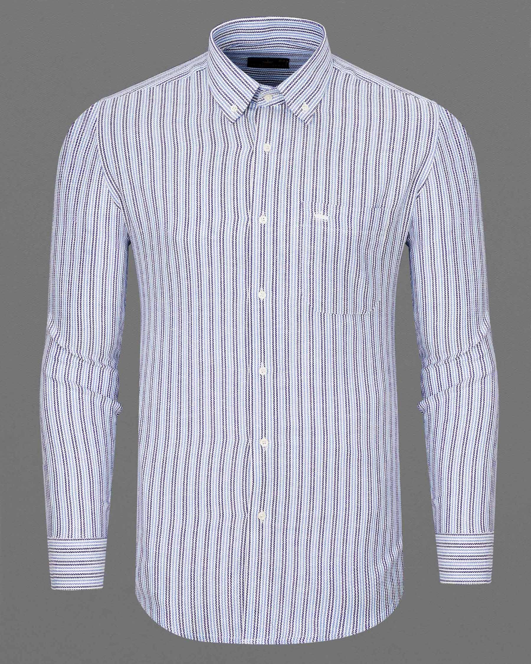 Meteorite Navy Blue with Pale Cerulean Blue Striped Dobby Textured Premium Giza Cotton Shirt  7465-BD-38, 7465-BD-H-38, 7465-BD-39, 7465-BD-H-39, 7465-BD-40, 7465-BD-H-40, 7465-BD-42, 7465-BD-H-42, 7465-BD-44, 7465-BD-H-44, 7465-BD-46, 7465-BD-H-46, 7465-BD-48, 7465-BD-H-48, 7465-BD-50, 7465-BD-H-50, 7465-BD-52, 7465-BD-H-52