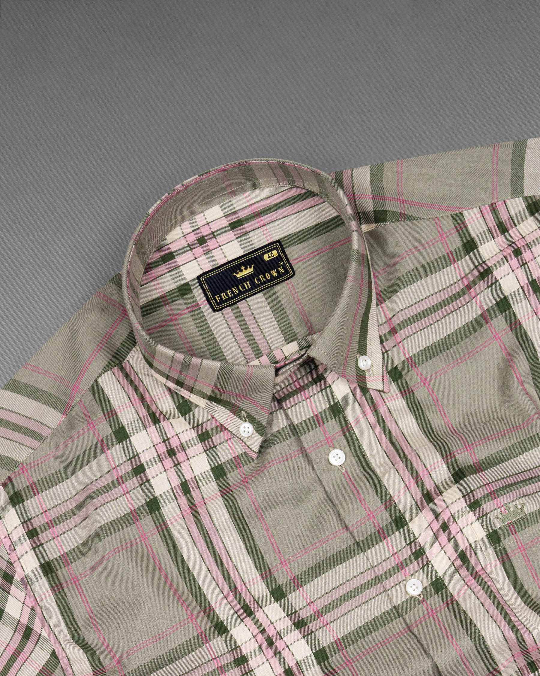 Mountain Mist Green Twill Plaid Premium Cotton Shirt 7481-BD-38, 7481-BD-H-38, 7481-BD-39, 7481-BD-H-39, 7481-BD-40, 7481-BD-H-40, 7481-BD-42, 7481-BD-H-42, 7481-BD-44, 7481-BD-H-44, 7481-BD-46, 7481-BD-H-46, 7481-BD-48, 7481-BD-H-48, 7481-BD-50, 7481-BD-H-50, 7481-BD-52, 7481-BD-H-52