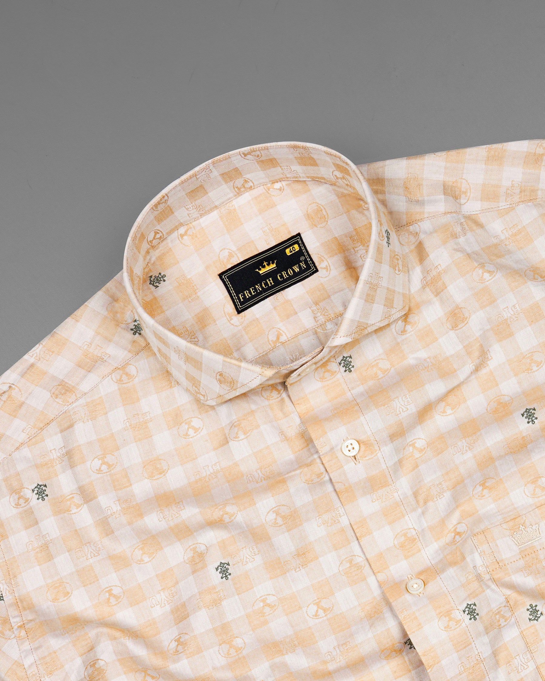 Chamois Peach and White Checkered Jacquard Textured Premium Giza Cotton Shirt 7517-CA-38, 7517-CA-H-38, 7517-CA-39, 7517-CA-H-39, 7517-CA-40, 7517-CA-H-40, 7517-CA-42, 7517-CA-H-42, 7517-CA-44, 7517-CA-H-44, 7517-CA-46, 7517-CA-H-46, 7517-CA-48, 7517-CA-H-48, 7517-CA-50, 7517-CA-H-50, 7517-CA-52, 7517-CA-H-52