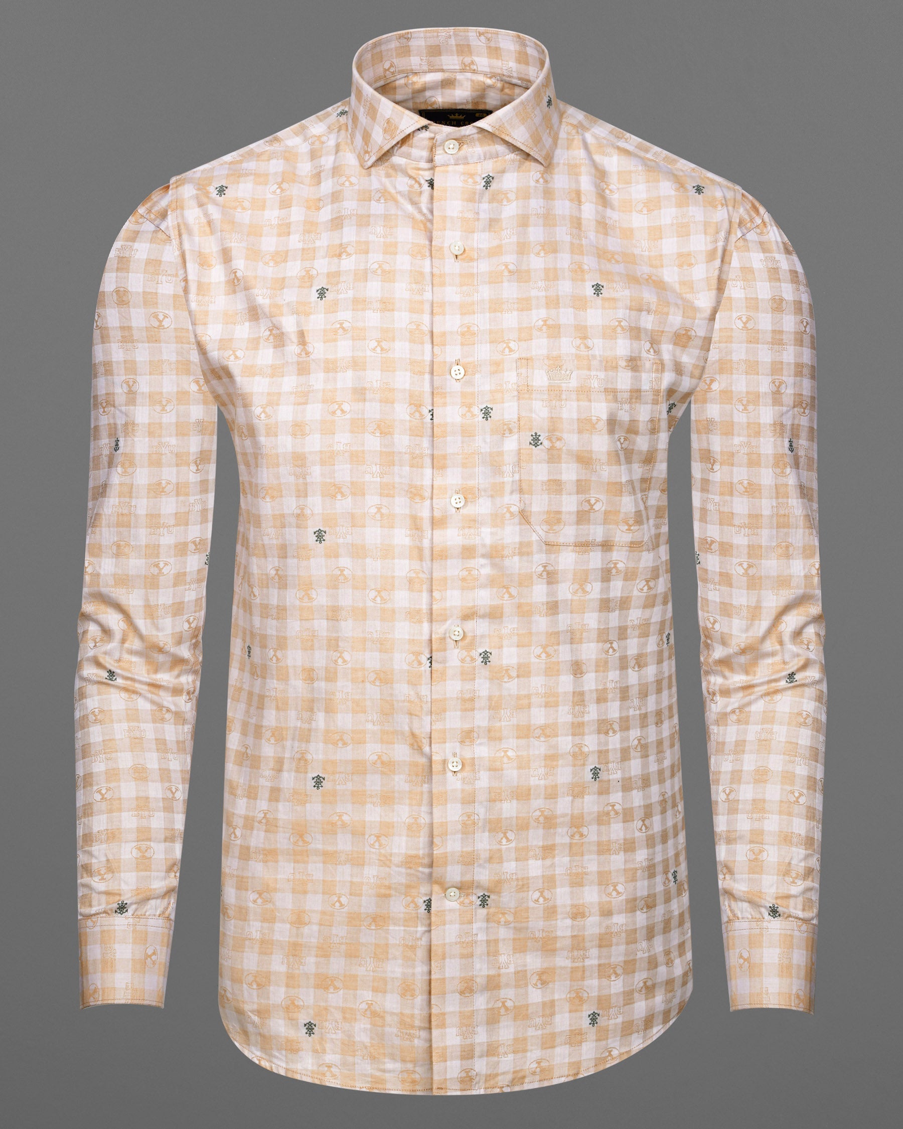 Chamois Peach and White Checkered Jacquard Textured Premium Giza Cotton Shirt 7517-CA-38, 7517-CA-H-38, 7517-CA-39, 7517-CA-H-39, 7517-CA-40, 7517-CA-H-40, 7517-CA-42, 7517-CA-H-42, 7517-CA-44, 7517-CA-H-44, 7517-CA-46, 7517-CA-H-46, 7517-CA-48, 7517-CA-H-48, 7517-CA-50, 7517-CA-H-50, 7517-CA-52, 7517-CA-H-52