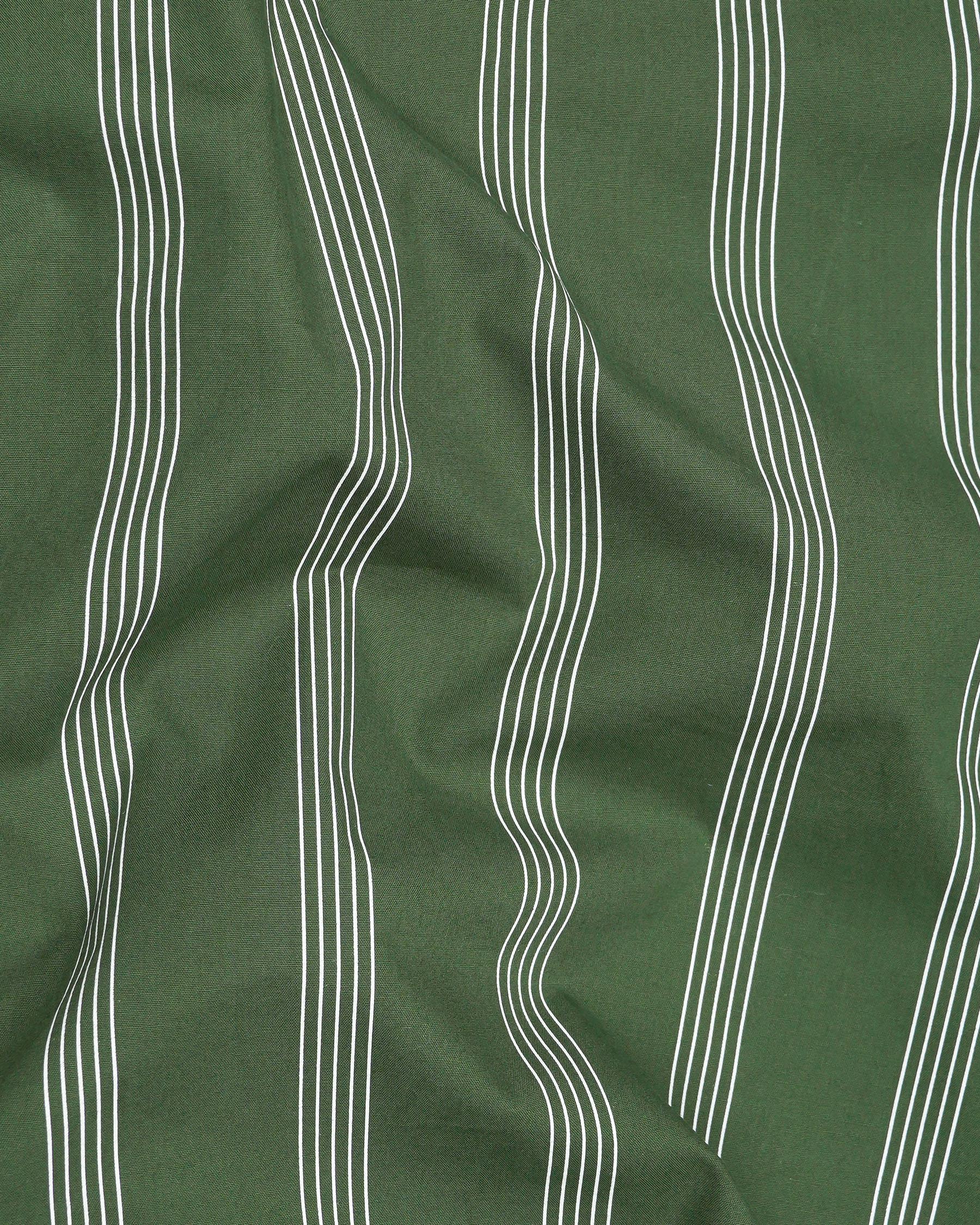 Finlandia Green Pinstriped Premium Cotton Kurta Shirt