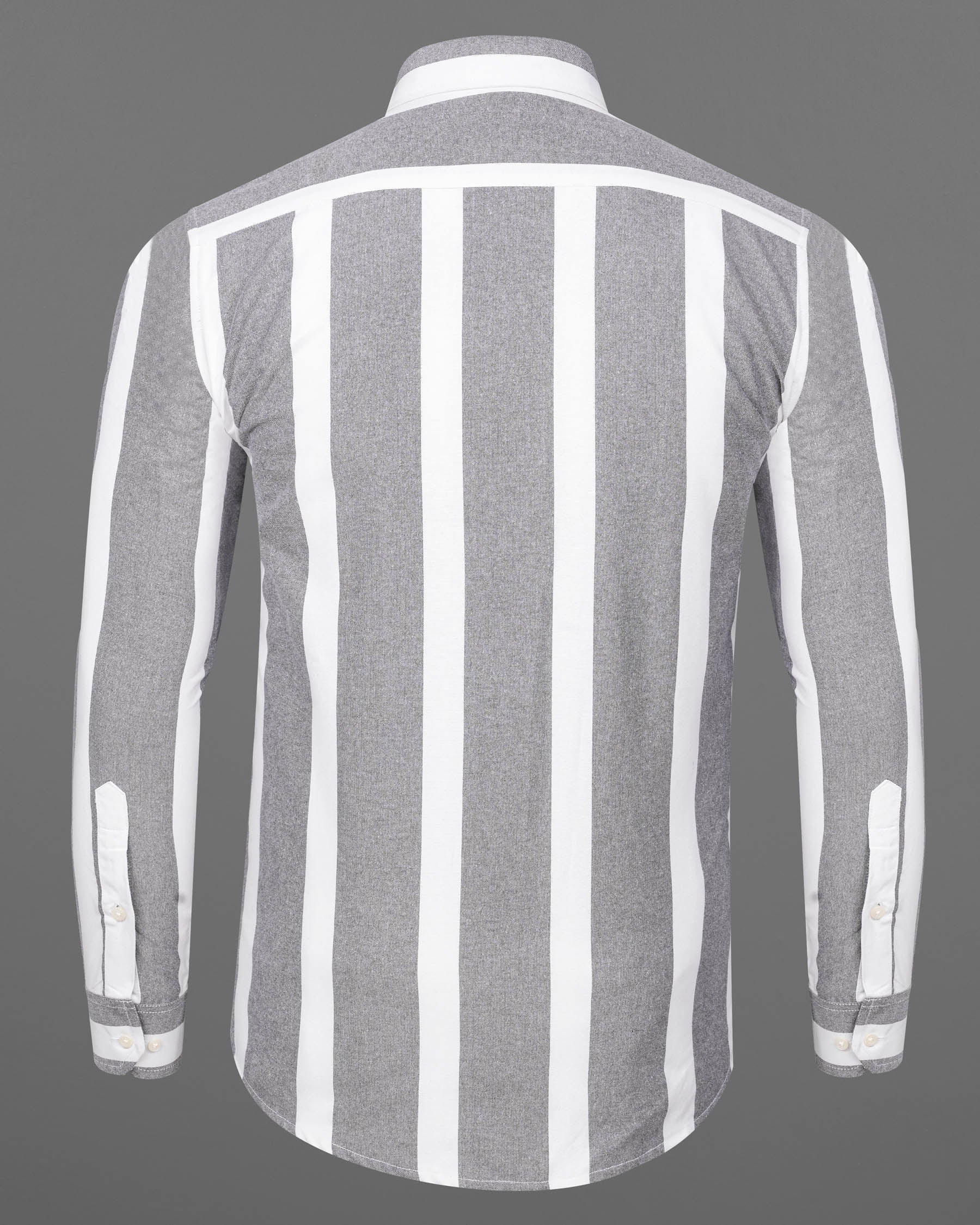 Star Dust Gray and White Striped Royal Oxford Shirt