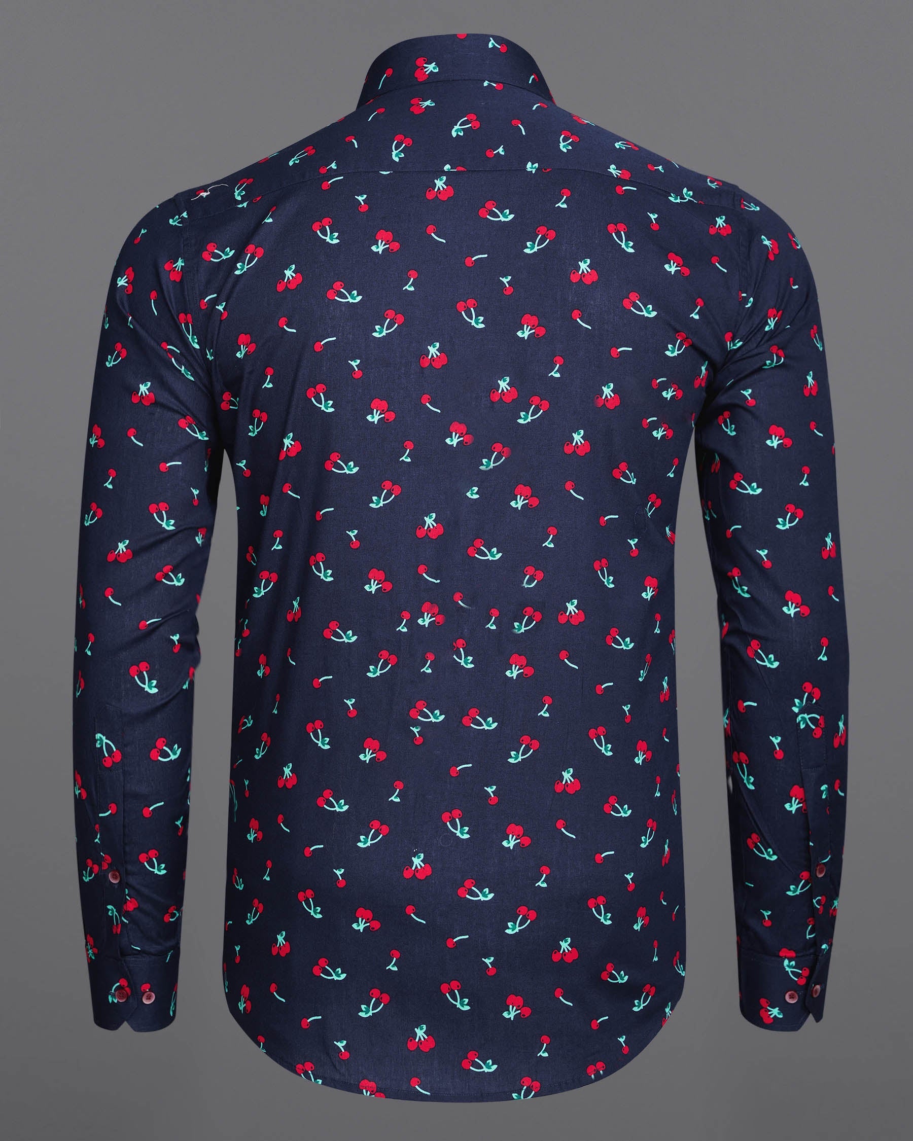 Licorice Blue Cherries Printed Premium Cotton Shirt