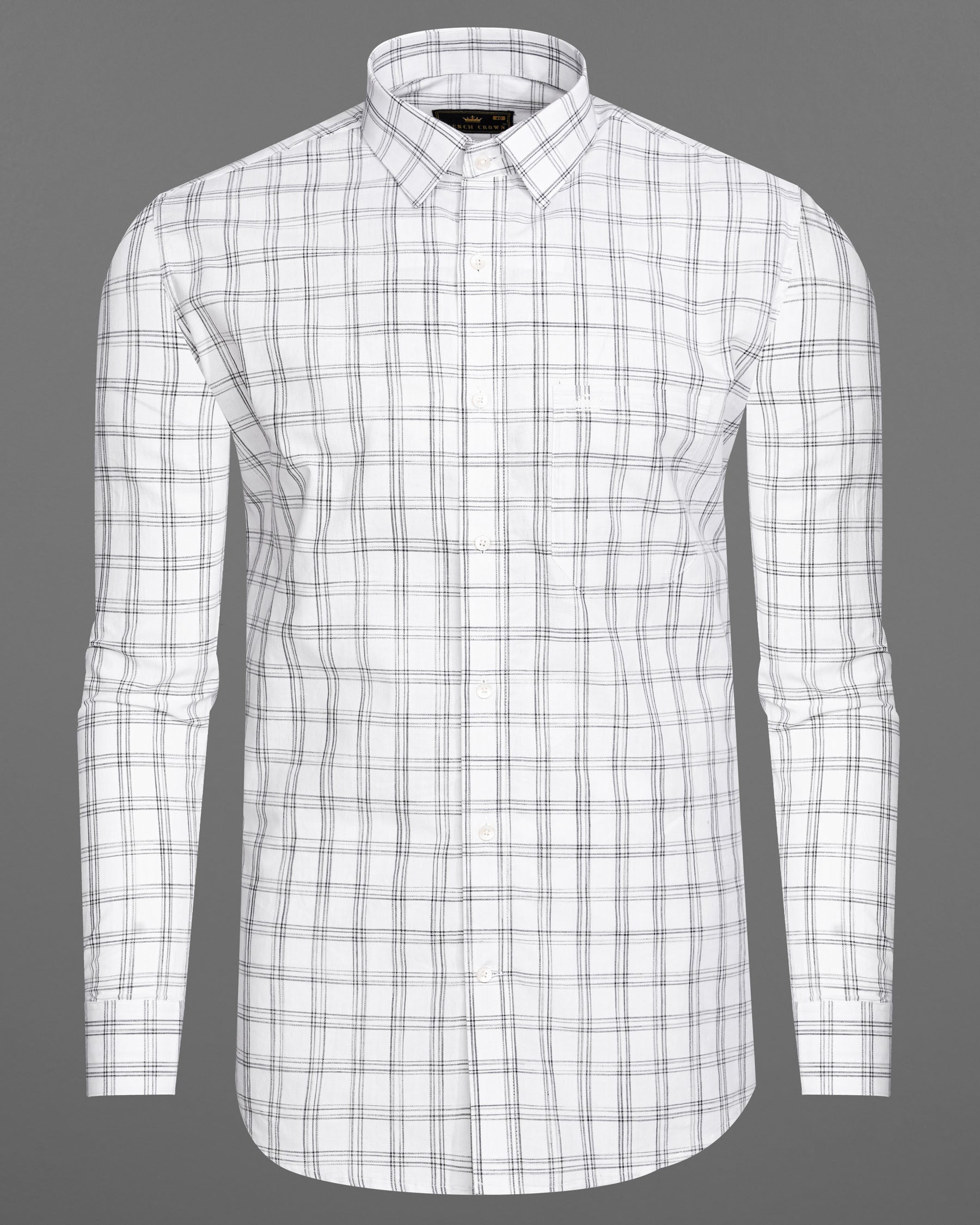 Bright White with Black Plaid Premium Cotton Shirt