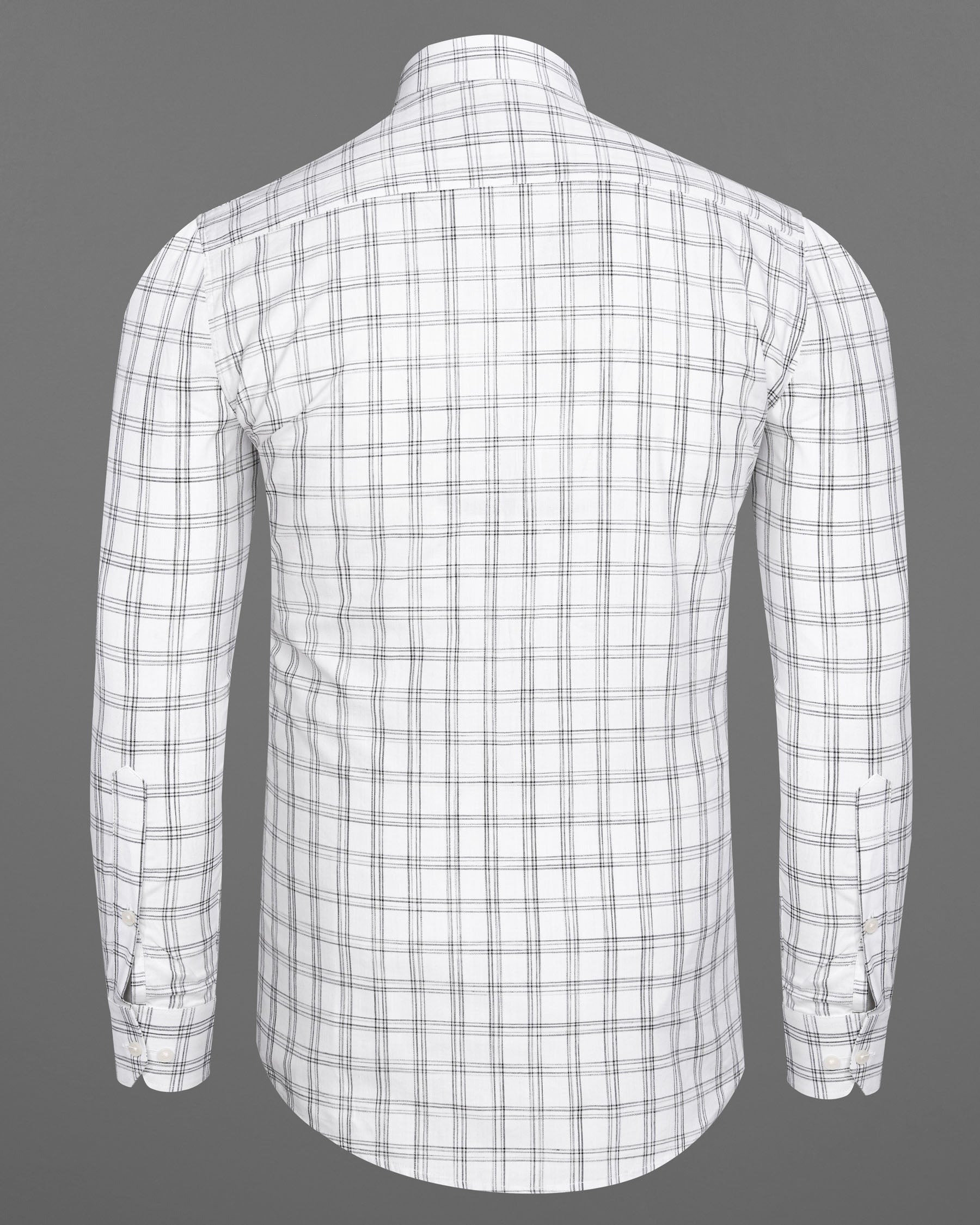 Bright White with Black Plaid Premium Cotton Shirt