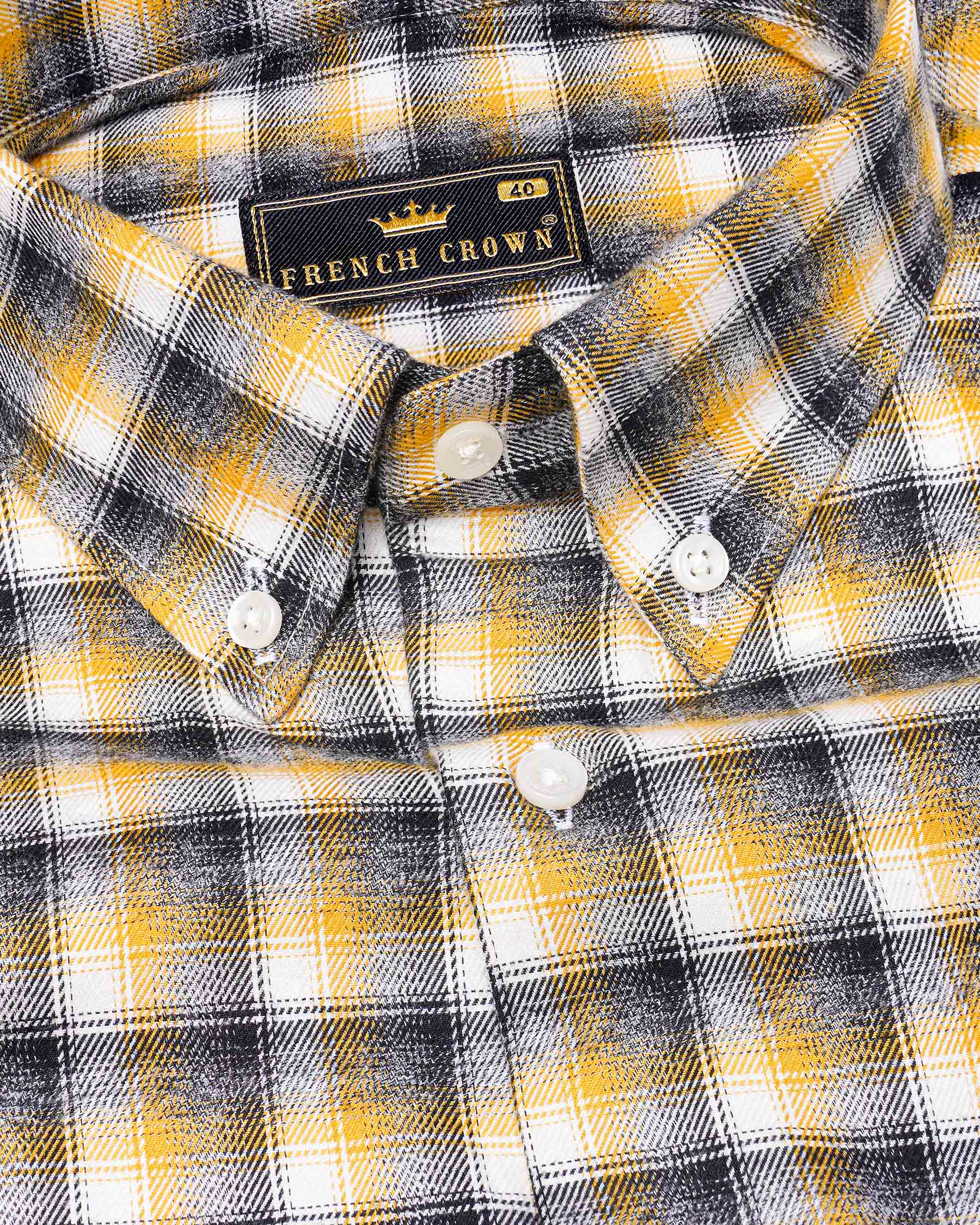 Supernova Yellow and Shark Black Plaid Twill Premium Cotton Shirt 7542-BD-38,7542-BD-38,7542-BD-39,7542-BD-39,7542-BD-40,7542-BD-40,7542-BD-42,7542-BD-42,7542-BD-44,7542-BD-44,7542-BD-46,7542-BD-46,7542-BD-48,7542-BD-48,7542-BD-50,7542-BD-50,7542-BD-52,7542-BD-52