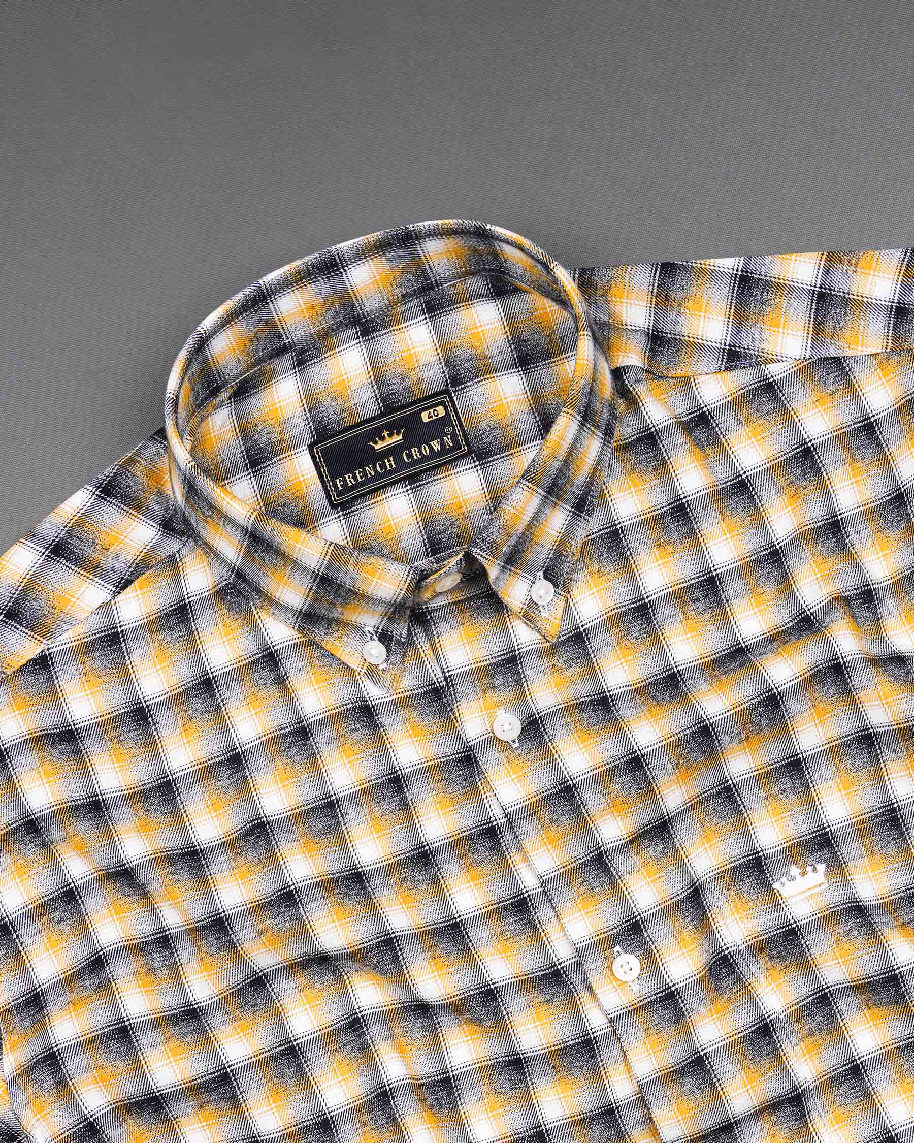 Supernova Yellow and Shark Black Plaid Twill Premium Cotton Shirt 7542-BD-38,7542-BD-38,7542-BD-39,7542-BD-39,7542-BD-40,7542-BD-40,7542-BD-42,7542-BD-42,7542-BD-44,7542-BD-44,7542-BD-46,7542-BD-46,7542-BD-48,7542-BD-48,7542-BD-50,7542-BD-50,7542-BD-52,7542-BD-52