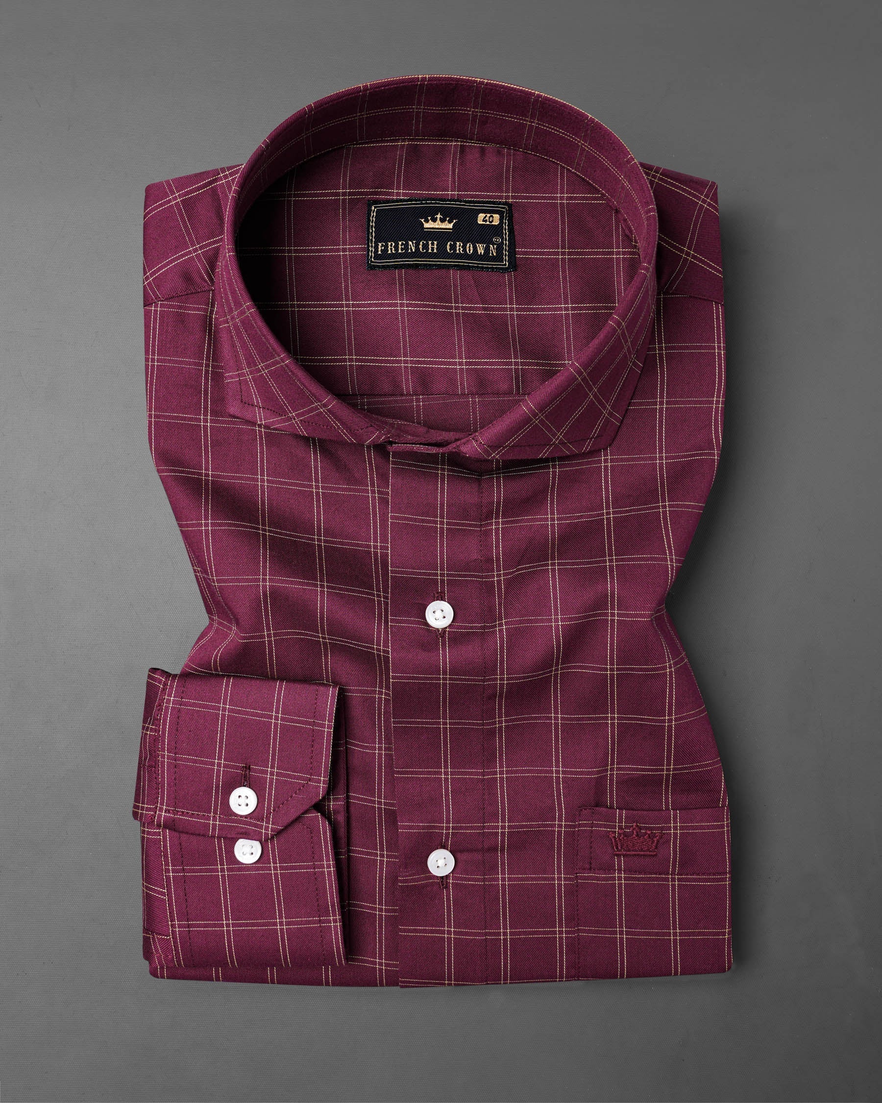 Camelot Wine Checkered Twill Premium Cotton Shirt 7543-CA-38,7543-CA-38,7543-CA-39,7543-CA-39,7543-CA-40,7543-CA-40,7543-CA-42,7543-CA-42,7543-CA-44,7543-CA-44,7543-CA-46,7543-CA-46,7543-CA-48,7543-CA-48,7543-CA-50,7543-CA-50,7543-CA-52,7543-CA-52