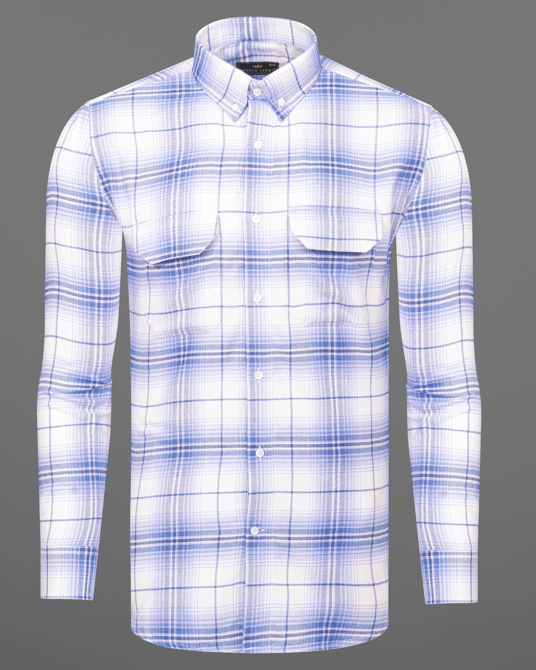 Off White and Azure Blue Plaid Twill Premium Cotton Designer Shirt 7545-BD-38,7545-BD-38,7545-BD-39,7545-BD-39,7545-BD-40,7545-BD-40,7545-BD-42,7545-BD-42,7545-BD-44,7545-BD-44,7545-BD-46,7545-BD-46,7545-BD-48,7545-BD-48,7545-BD-50,7545-BD-50,7545-BD-52,7545-BD-52