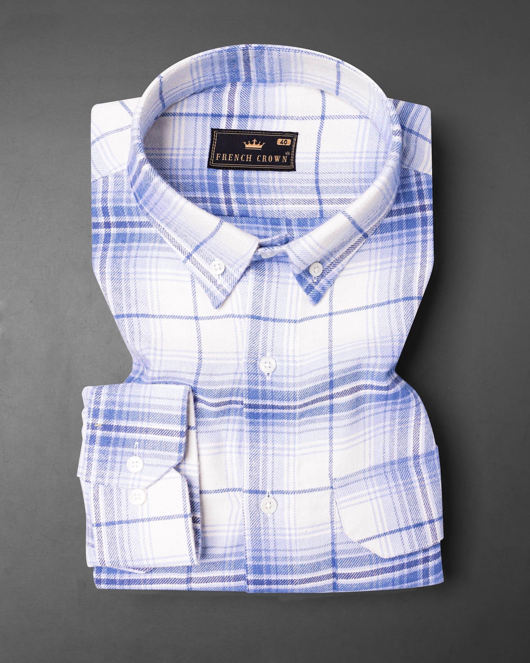 Off White and Azure Blue Plaid Twill Premium Cotton Designer Shirt 7545-BD-38,7545-BD-38,7545-BD-39,7545-BD-39,7545-BD-40,7545-BD-40,7545-BD-42,7545-BD-42,7545-BD-44,7545-BD-44,7545-BD-46,7545-BD-46,7545-BD-48,7545-BD-48,7545-BD-50,7545-BD-50,7545-BD-52,7545-BD-52