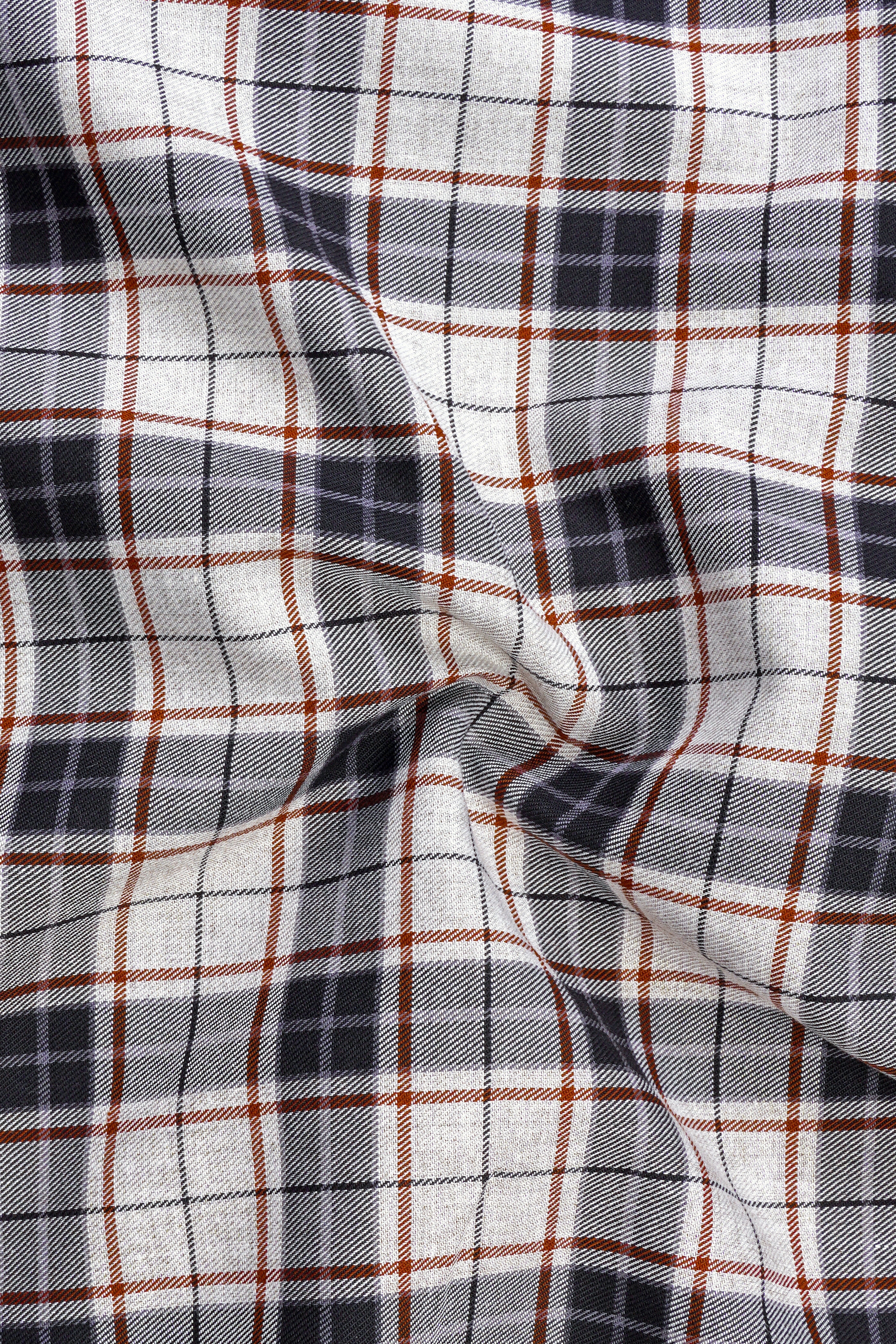 Bright White Plaid and Korma Brown Plaid Royal Oxford Reversible Shirt