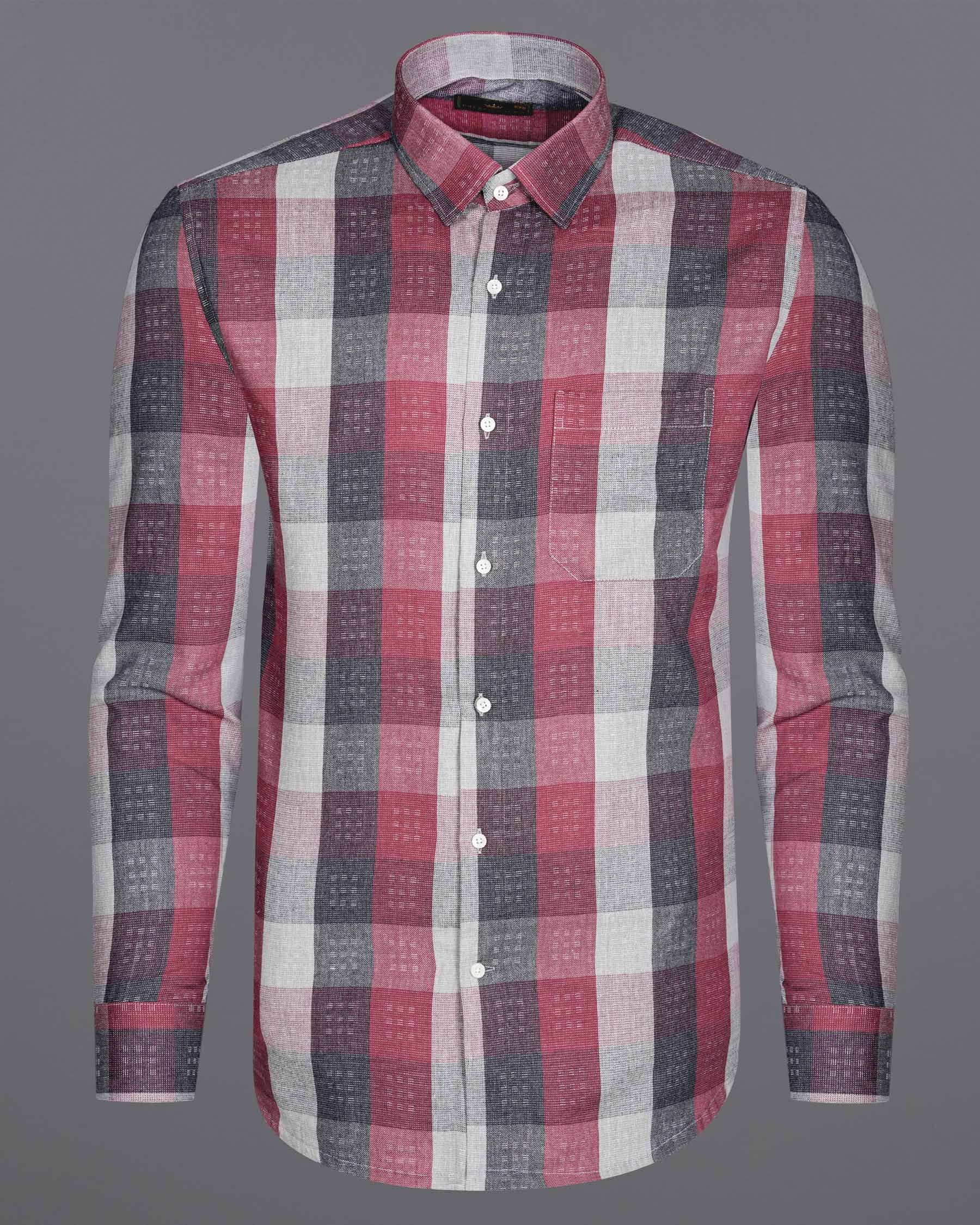 Copper Rust Red and Gainsboro Gray Plaid Dobby Textured Premium Giza Cotton Shirt 7588-38,7588-38,7588-39,7588-39,7588-40,7588-40,7588-42,7588-42,7588-44,7588-44,7588-46,7588-46,7588-48,7588-48,7588-50,7588-50,7588-52,7588-52