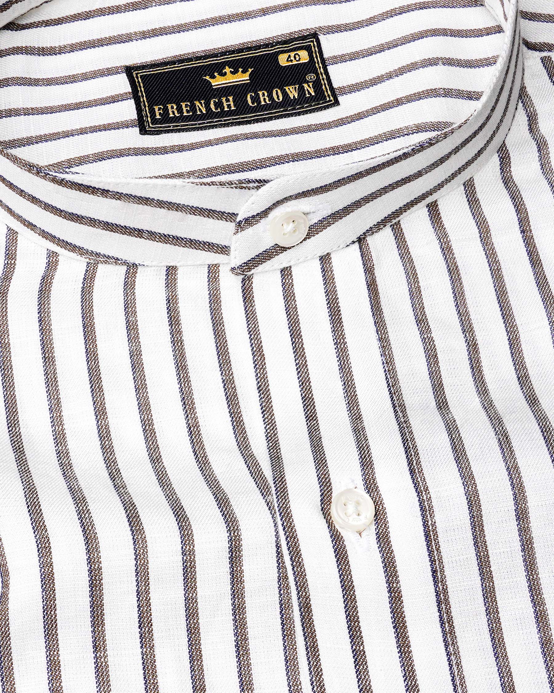 Bright White and Taupe Brown Striped Premium Tencel Shirt 7589-M-38,7589-M-38,7589-M-39,7589-M-39,7589-M-40,7589-M-40,7589-M-42,7589-M-42,7589-M-44,7589-M-44,7589-M-46,7589-M-46,7589-M-48,7589-M-48,7589-M-50,7589-M-50,7589-M-52,7589-M-52