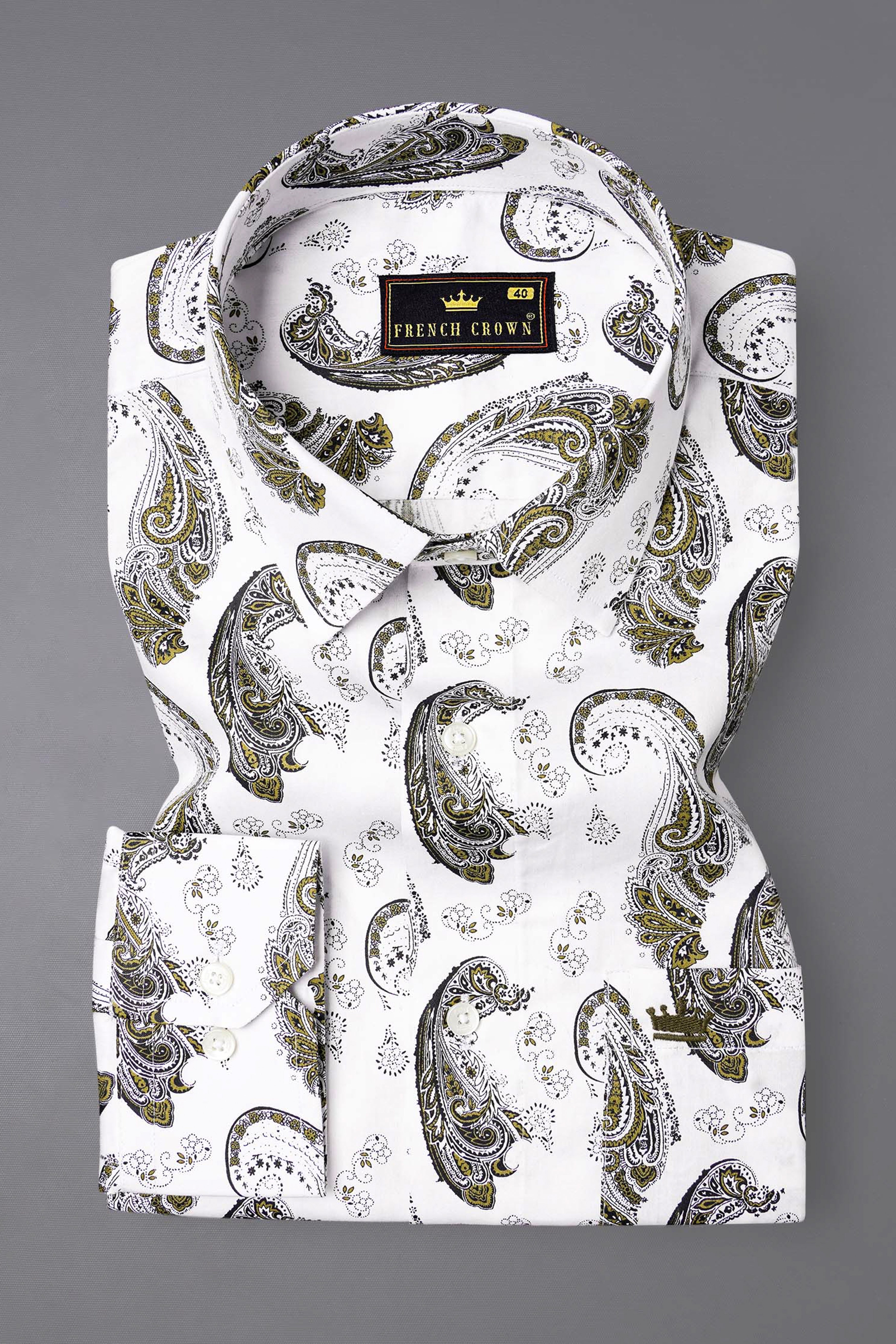 Bright White Paisley Printed Super Soft Premium Cotton Shirt