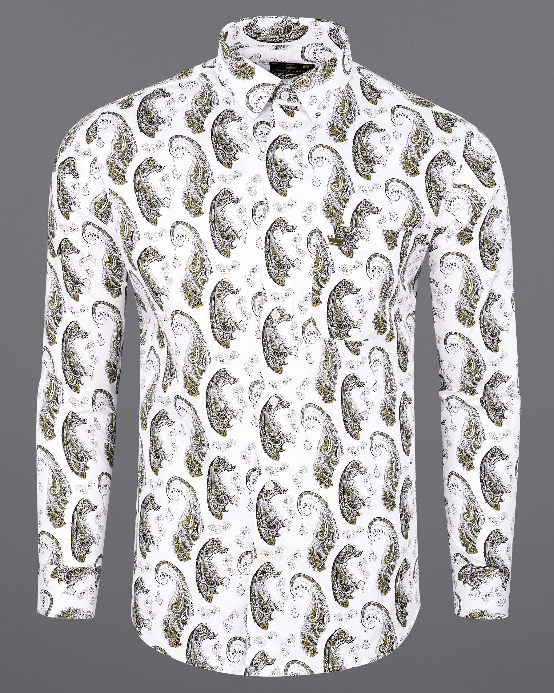 Bright White Paisley Printed Super Soft Premium Cotton Shirt 7648-38,7648-38,7648-39,7648-39,7648-40,7648-40,7648-42,7648-42,7648-44,7648-44,7648-46,7648-46,7648-48,7648-48,7648-50,7648-50,7648-52,7648-52