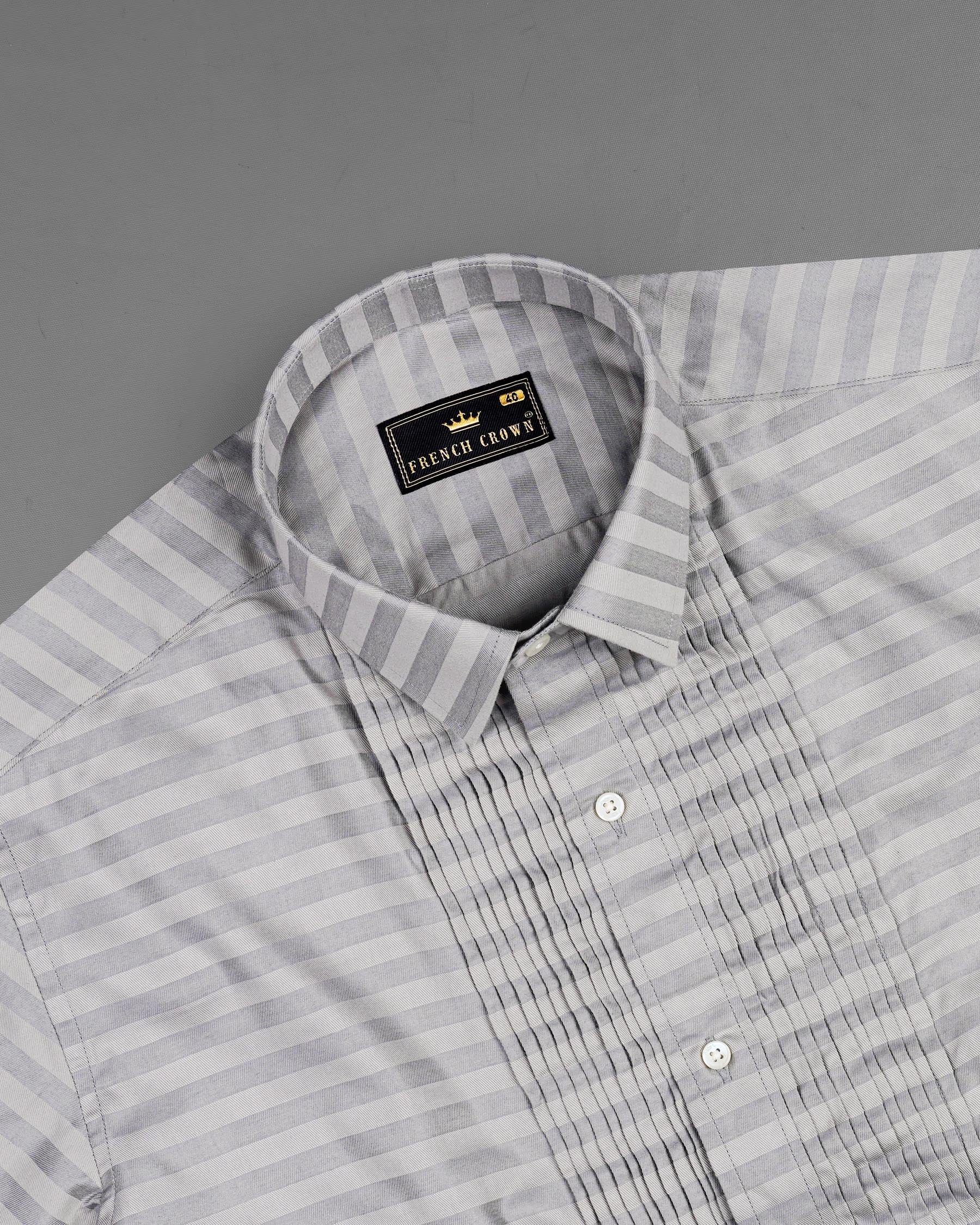 Pale Slate Gray and Mountain Mist Gray Snake Pleated Striped Dobby Shirt 7675-TXD-38,7675-TXD-38,7675-TXD-39,7675-TXD-39,7675-TXD-40,7675-TXD-40,7675-TXD-42,7675-TXD-42,7675-TXD-44,7675-TXD-44,7675-TXD-46,7675-TXD-46,7675-TXD-48,7675-TXD-48,7675-TXD-50,7675-TXD-50,7675-TXD-52,7675-TXD-52