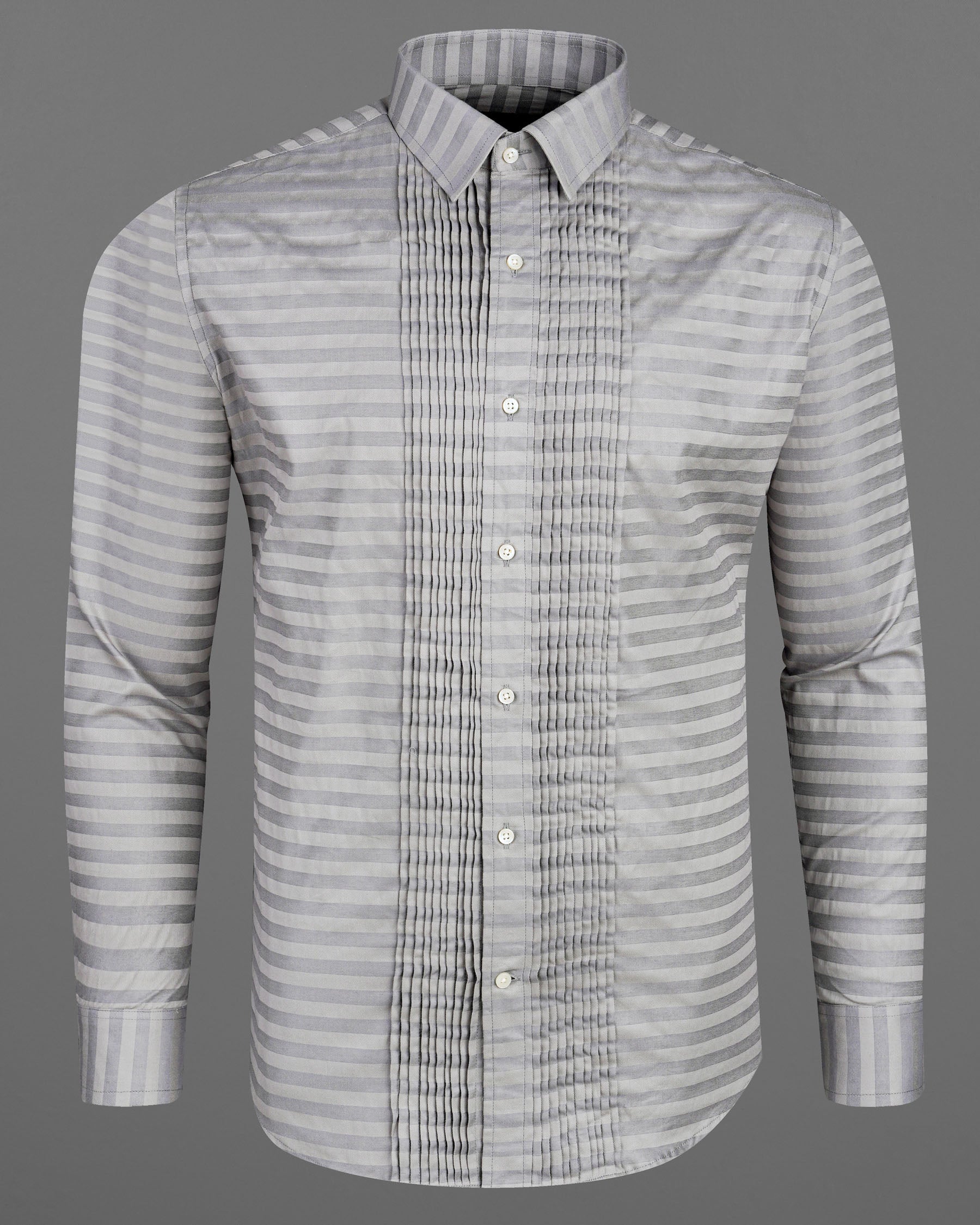 Pale Slate Gray and Mountain Mist Gray Snake Pleated Striped Dobby Shirt 7675-TXD-38,7675-TXD-38,7675-TXD-39,7675-TXD-39,7675-TXD-40,7675-TXD-40,7675-TXD-42,7675-TXD-42,7675-TXD-44,7675-TXD-44,7675-TXD-46,7675-TXD-46,7675-TXD-48,7675-TXD-48,7675-TXD-50,7675-TXD-50,7675-TXD-52,7675-TXD-52