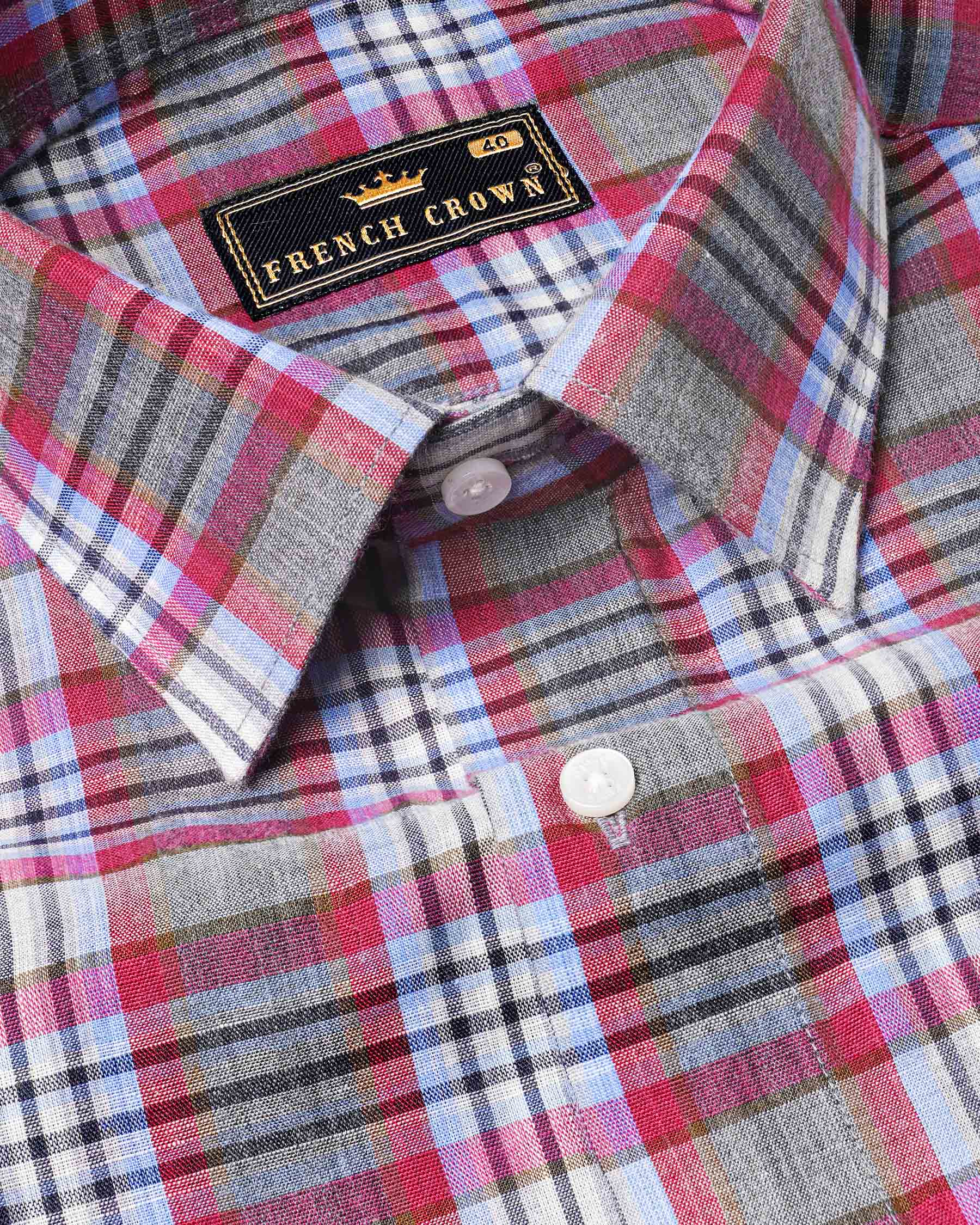 Perano Blue with Hibiscus Red Plaid Premium Cotton Shirt 7682-38,7682-38,7682-39,7682-39,7682-40,7682-40,7682-42,7682-42,7682-44,7682-44,7682-46,7682-46,7682-48,7682-48,7682-50,7682-50,7682-52,7682-52