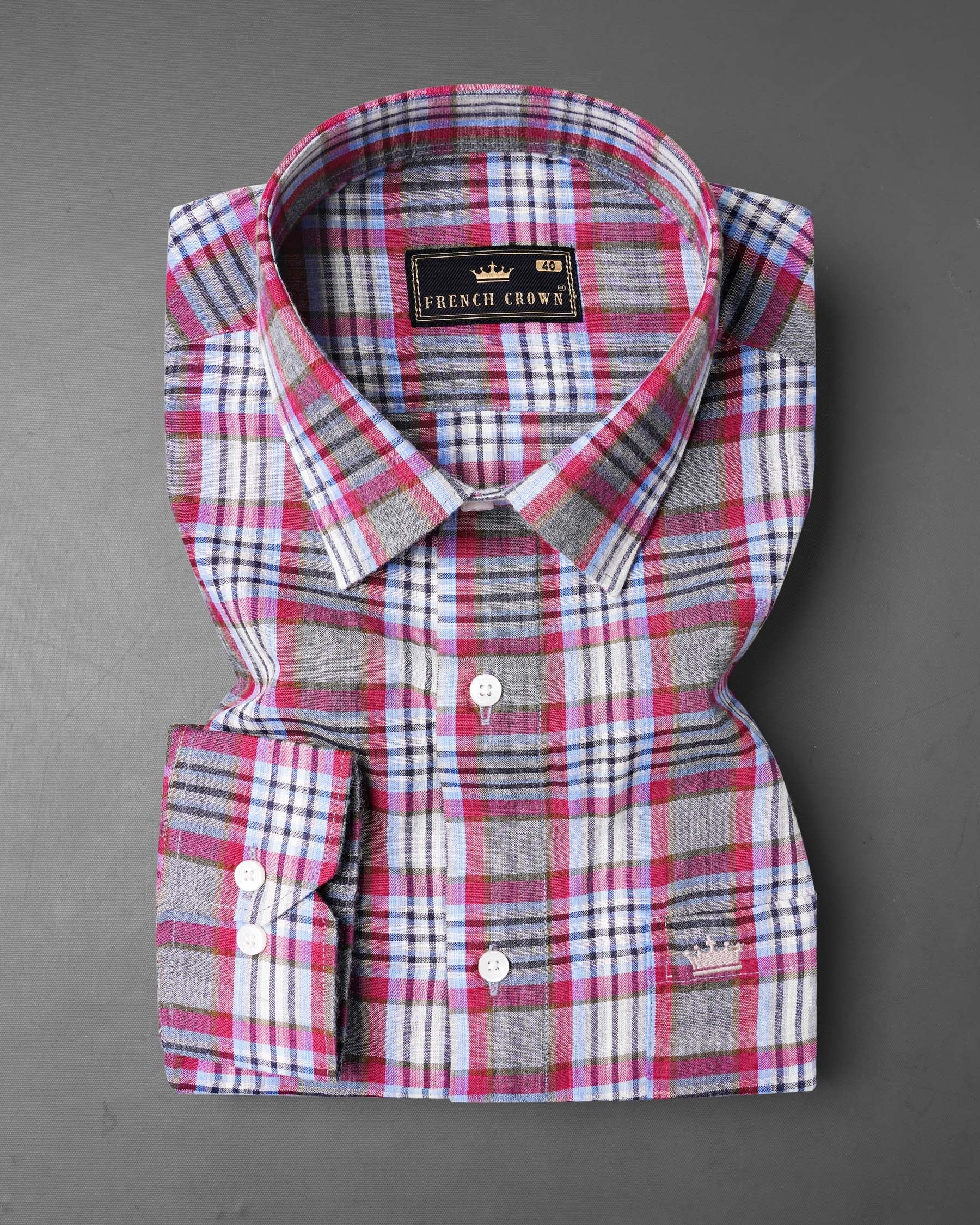 Perano Blue with Hibiscus Red Plaid Premium Cotton Shirt 7682-38,7682-38,7682-39,7682-39,7682-40,7682-40,7682-42,7682-42,7682-44,7682-44,7682-46,7682-46,7682-48,7682-48,7682-50,7682-50,7682-52,7682-52