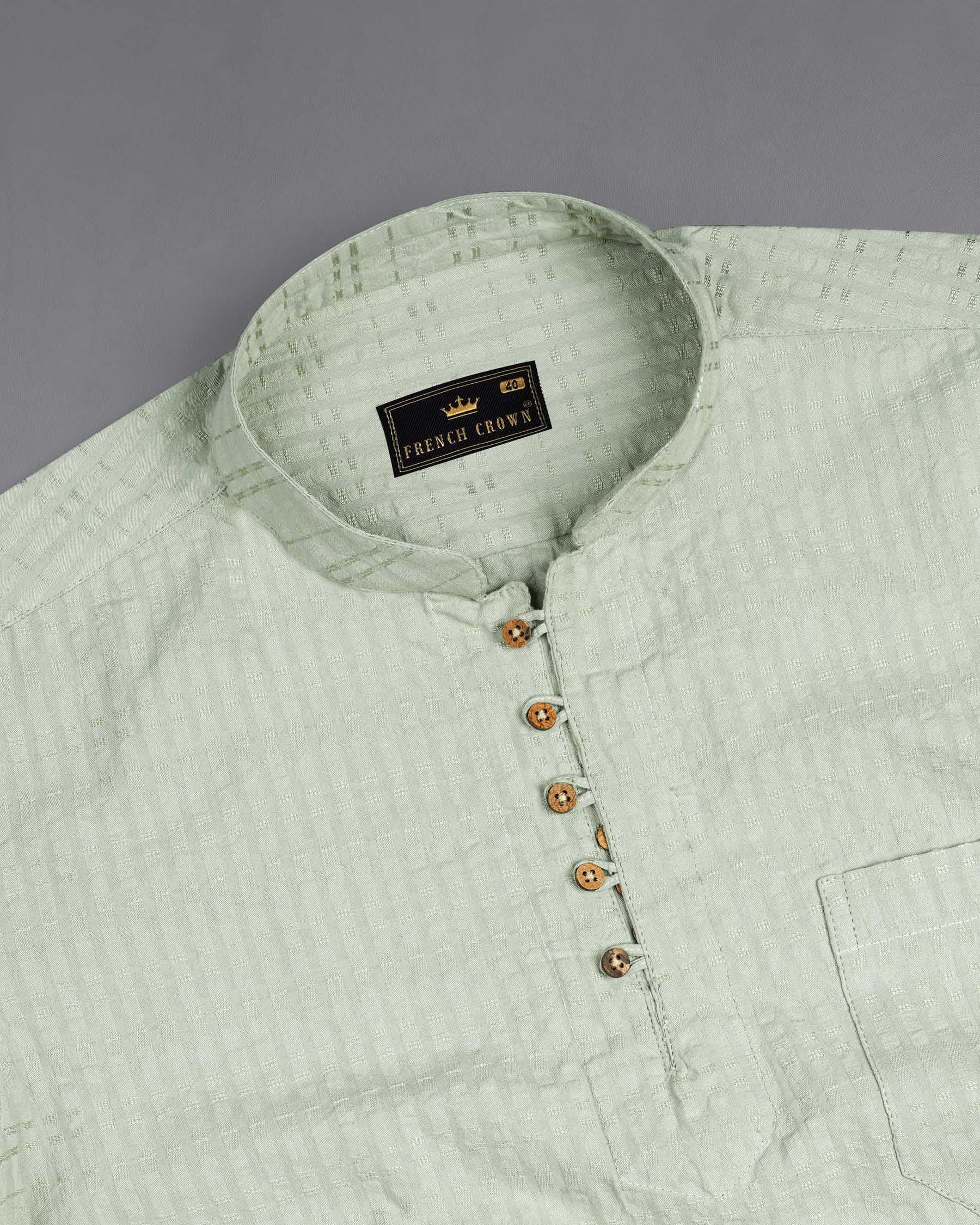 Clay Ash Green Heavyweight Striped Dobby Textured Premium Giza Cotton Kurta Shirt 7684-KS-38, 7684-KS-H-38, 7684-KS-39, 7684-KS-H-39, 7684-KS-40, 7684-KS-H-40, 7684-KS-42, 7684-KS-H-42, 7684-KS-44, 7684-KS-H-44, 7684-KS-46, 7684-KS-H-46, 7684-KS-48, 7684-KS-H-48, 7684-KS-50, 7684-KS-H-50, 7684-KS-52, 7684-KS-H-52