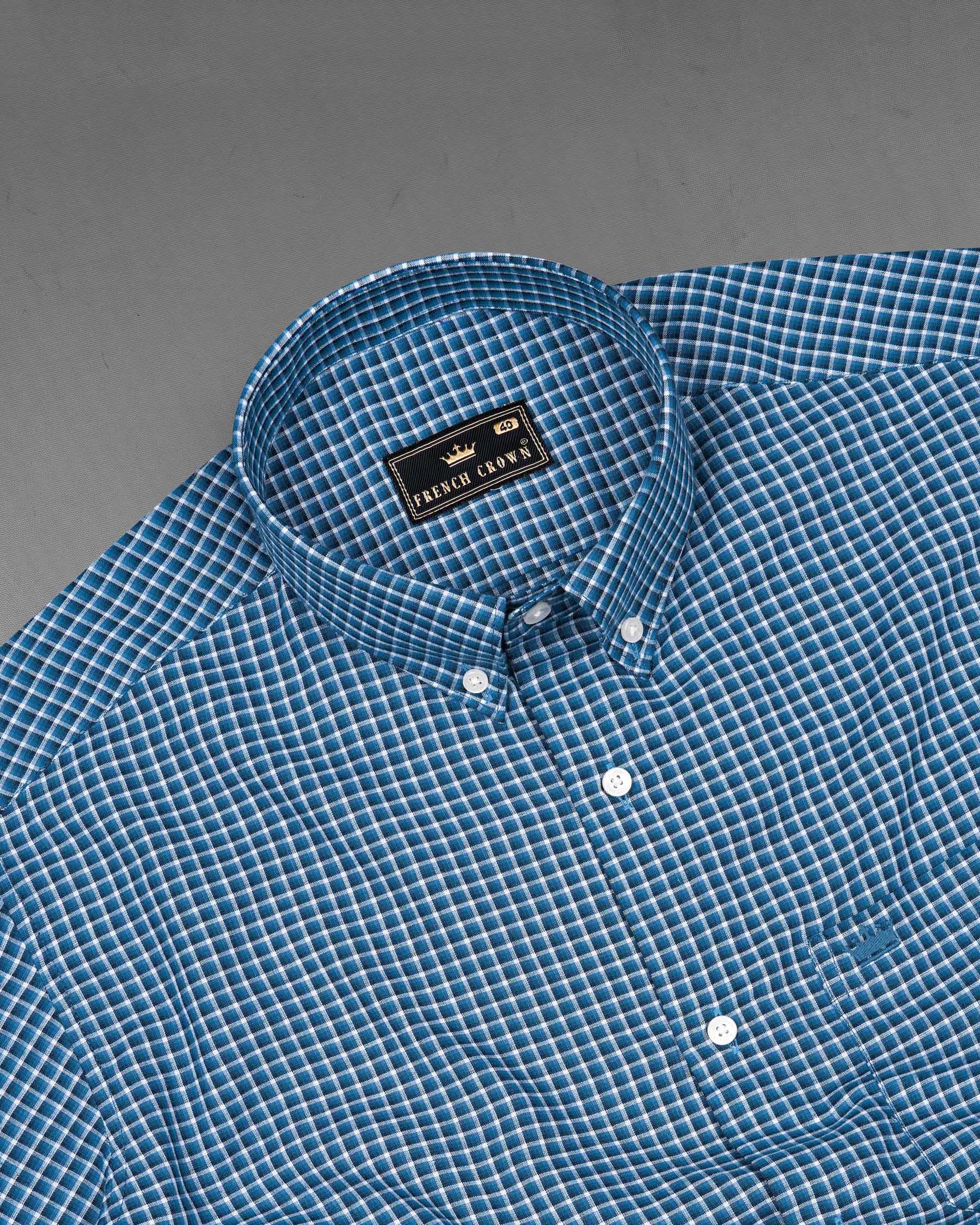 Jelly Bean Blue With Bright White Checkered Twill Premium Cotton Shirt 7704-BD-38,7704-BD-38,7704-BD-39,7704-BD-39,7704-BD-40,7704-BD-40,7704-BD-42,7704-BD-42,7704-BD-44,7704-BD-44,7704-BD-46,7704-BD-46,7704-BD-48,7704-BD-48,7704-BD-50,7704-BD-50,7704-BD-52,7704-BD-52