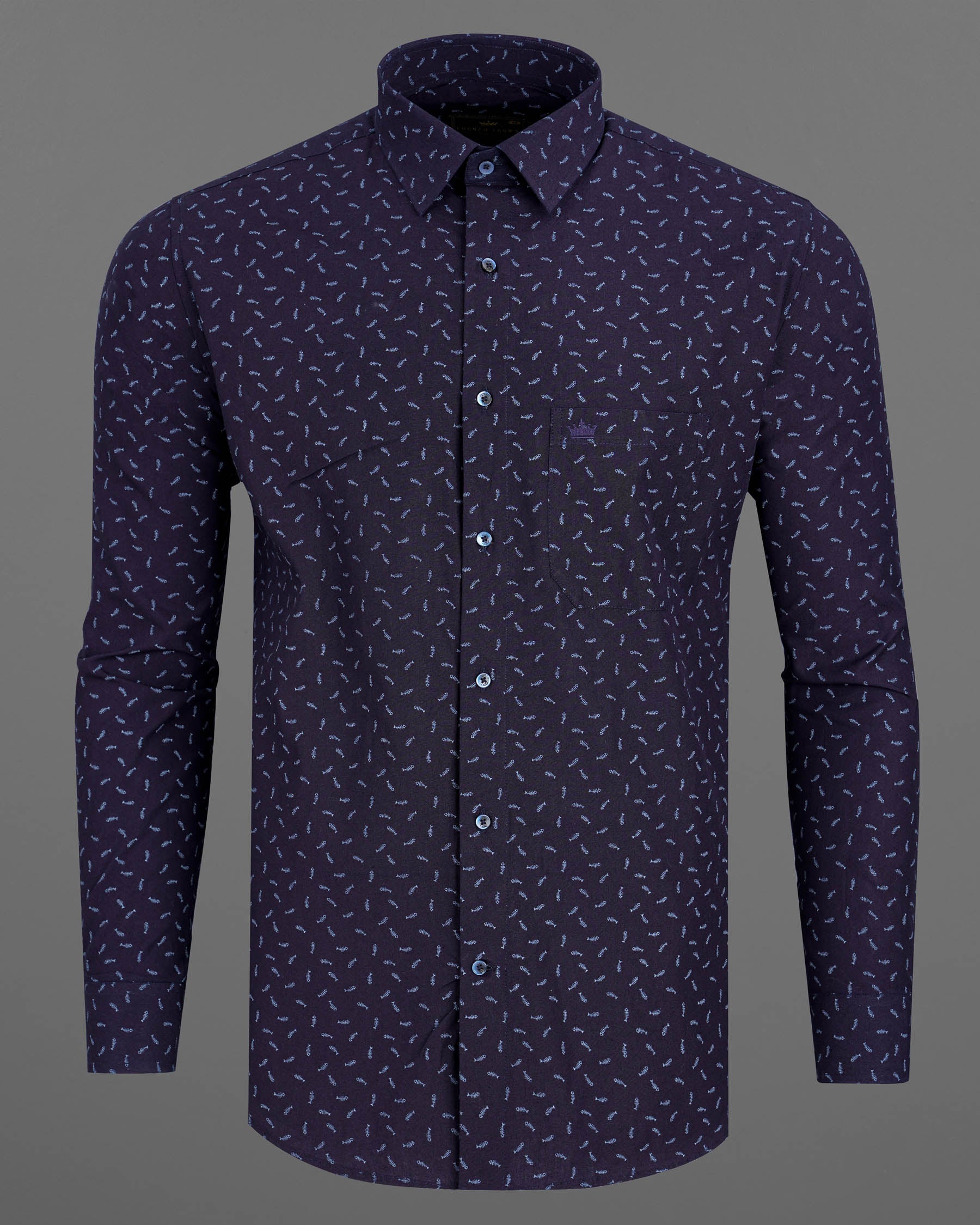 Bastille Navy Blue Fish Printed Chambray Textured Premium Cotton Shirt 7707-BLE-38,7707-BLE-38,7707-BLE-39,7707-BLE-39,7707-BLE-40,7707-BLE-40,7707-BLE-42,7707-BLE-42,7707-BLE-44,7707-BLE-44,7707-BLE-46,7707-BLE-46,7707-BLE-48,7707-BLE-48,7707-BLE-50,7707-BLE-50,7707-BLE-52,7707-BLE-52