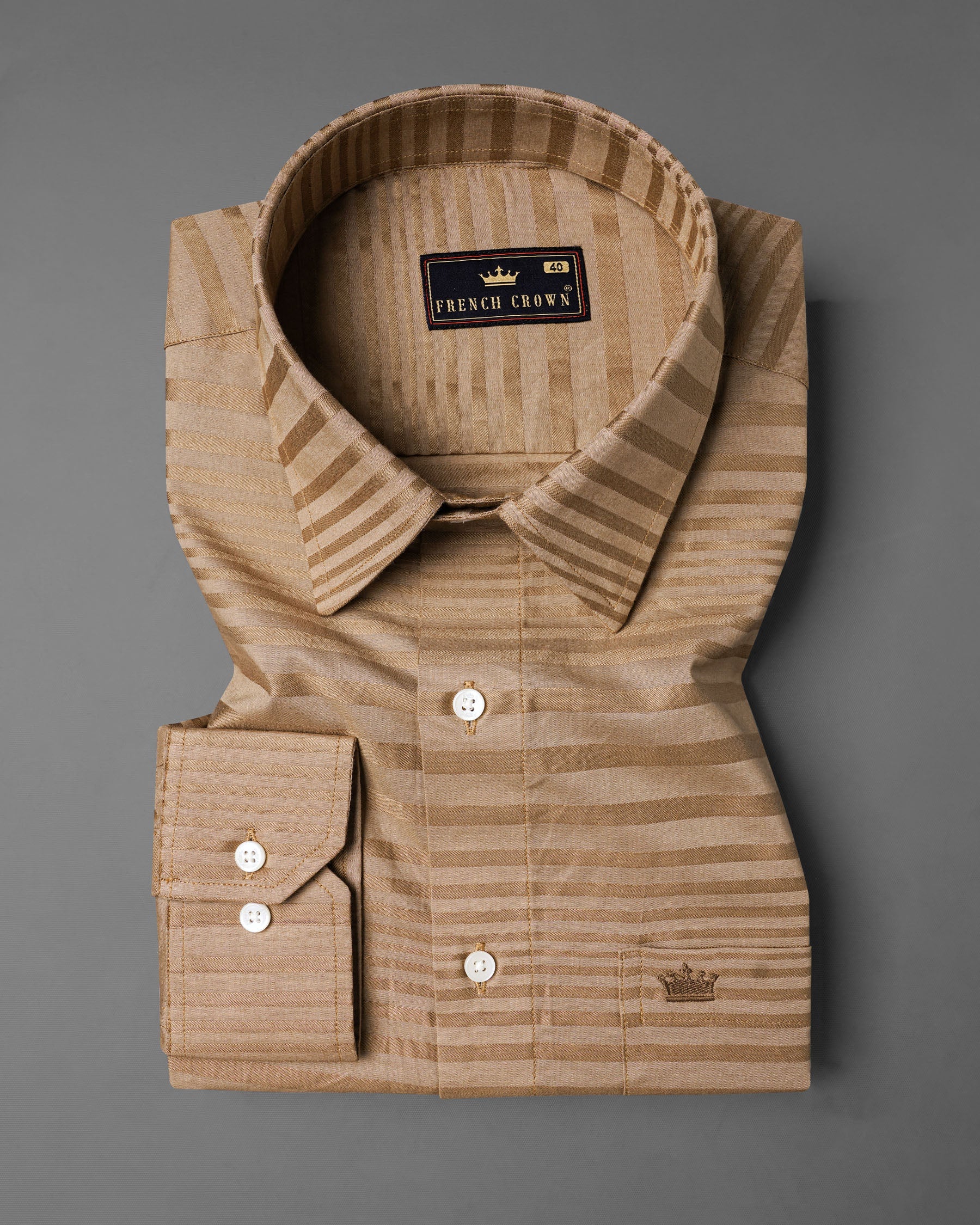 Stonewall Brown Striped Dobby Textured Premium Giza Cotton Shirt 7711-38,7711-38,7711-39,7711-39,7711-40,7711-40,7711-42,7711-42,7711-44,7711-44,7711-46,7711-46,7711-48,7711-48,7711-50,7711-50,7711-52,7711-52