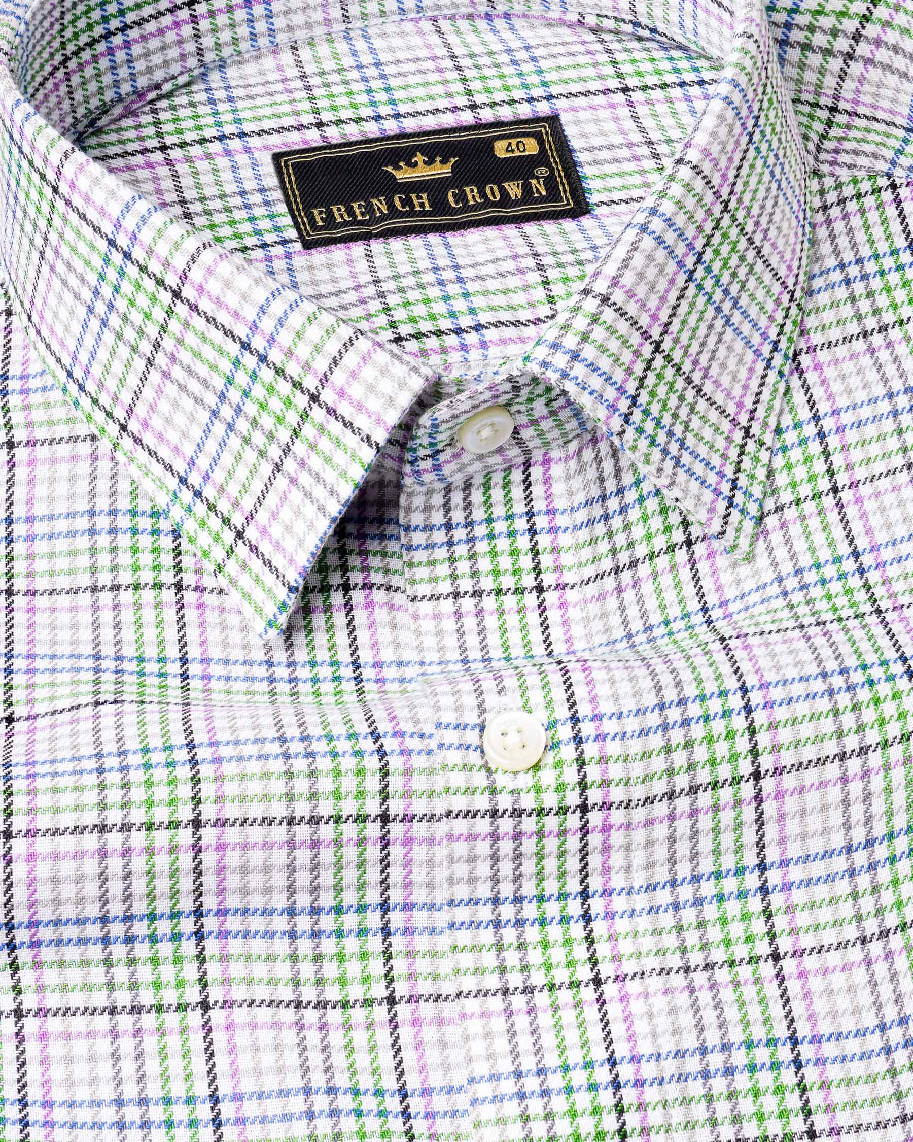 Mantis Green and White with Multi colored Plaid Twill Premium Cotton Shirt 7721-38,7721-38,7721-39,7721-39,7721-40,7721-40,7721-42,7721-42,7721-44,7721-44,7721-46,7721-46,7721-48,7721-48,7721-50,7721-50,7721-52,7721-52