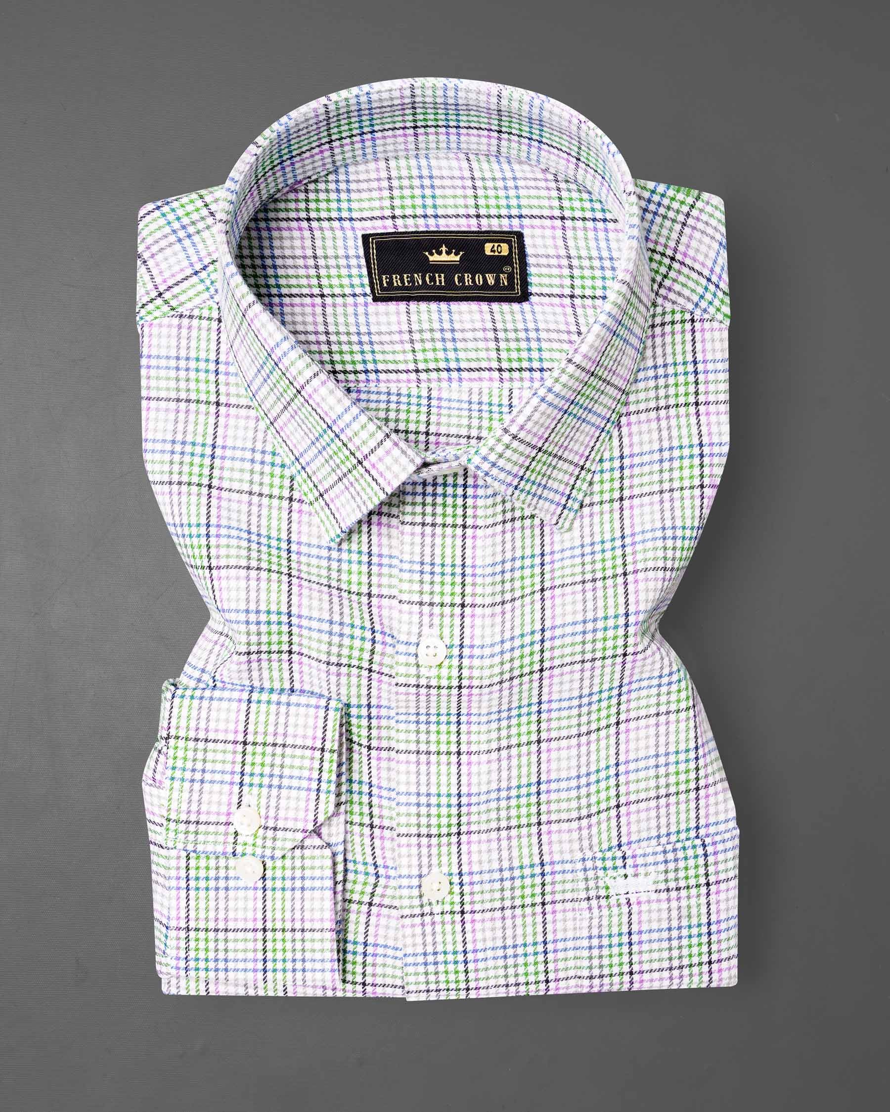 Mantis Green and White with Multi colored Plaid Twill Premium Cotton Shirt 7721-38,7721-38,7721-39,7721-39,7721-40,7721-40,7721-42,7721-42,7721-44,7721-44,7721-46,7721-46,7721-48,7721-48,7721-50,7721-50,7721-52,7721-52