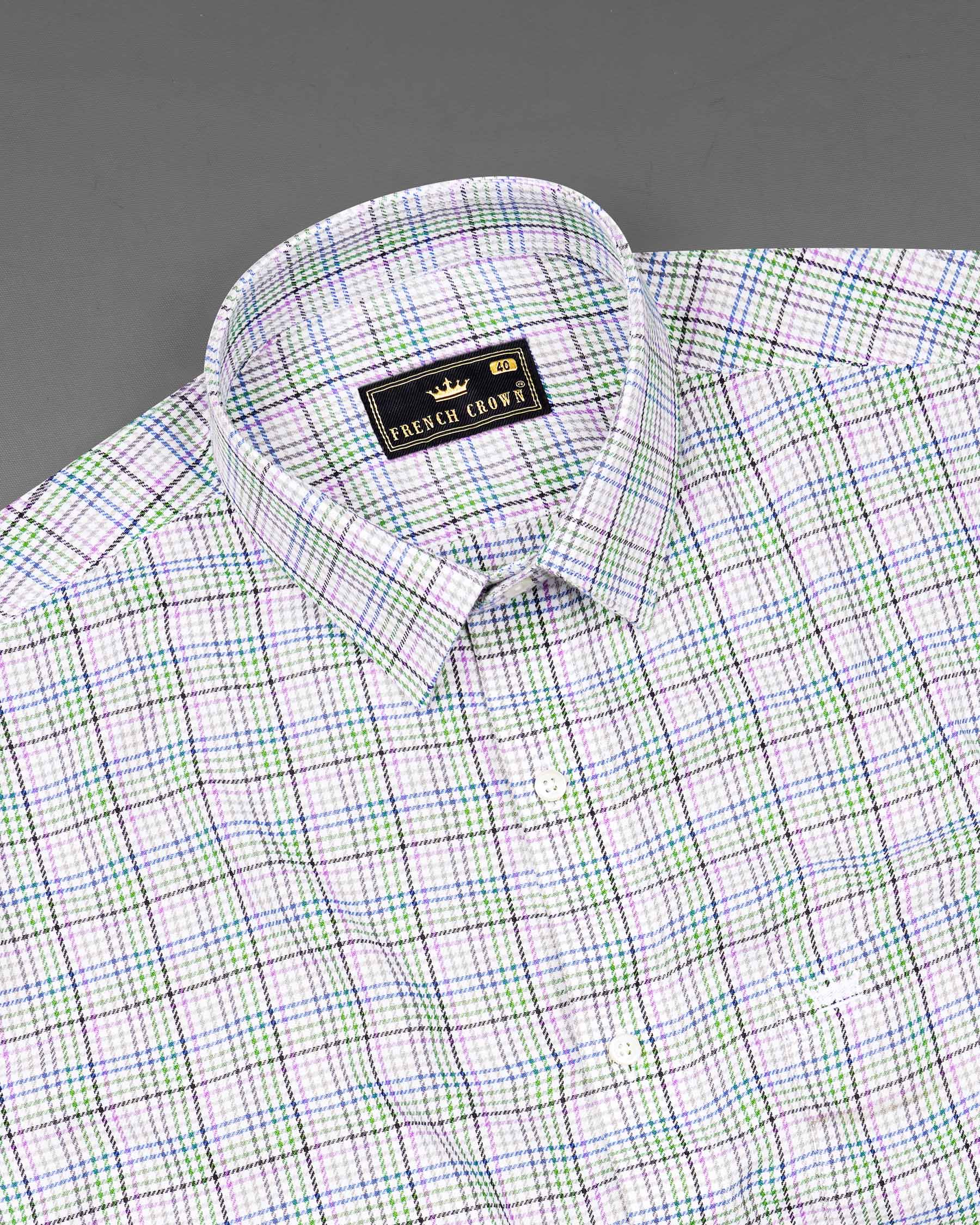 Mantis Green and White with Multi colored Plaid Twill Premium Cotton Shirt 7721-38,7721-38,7721-39,7721-39,7721-40,7721-40,7721-42,7721-42,7721-44,7721-44,7721-46,7721-46,7721-48,7721-48,7721-50,7721-50,7721-52,7721-52