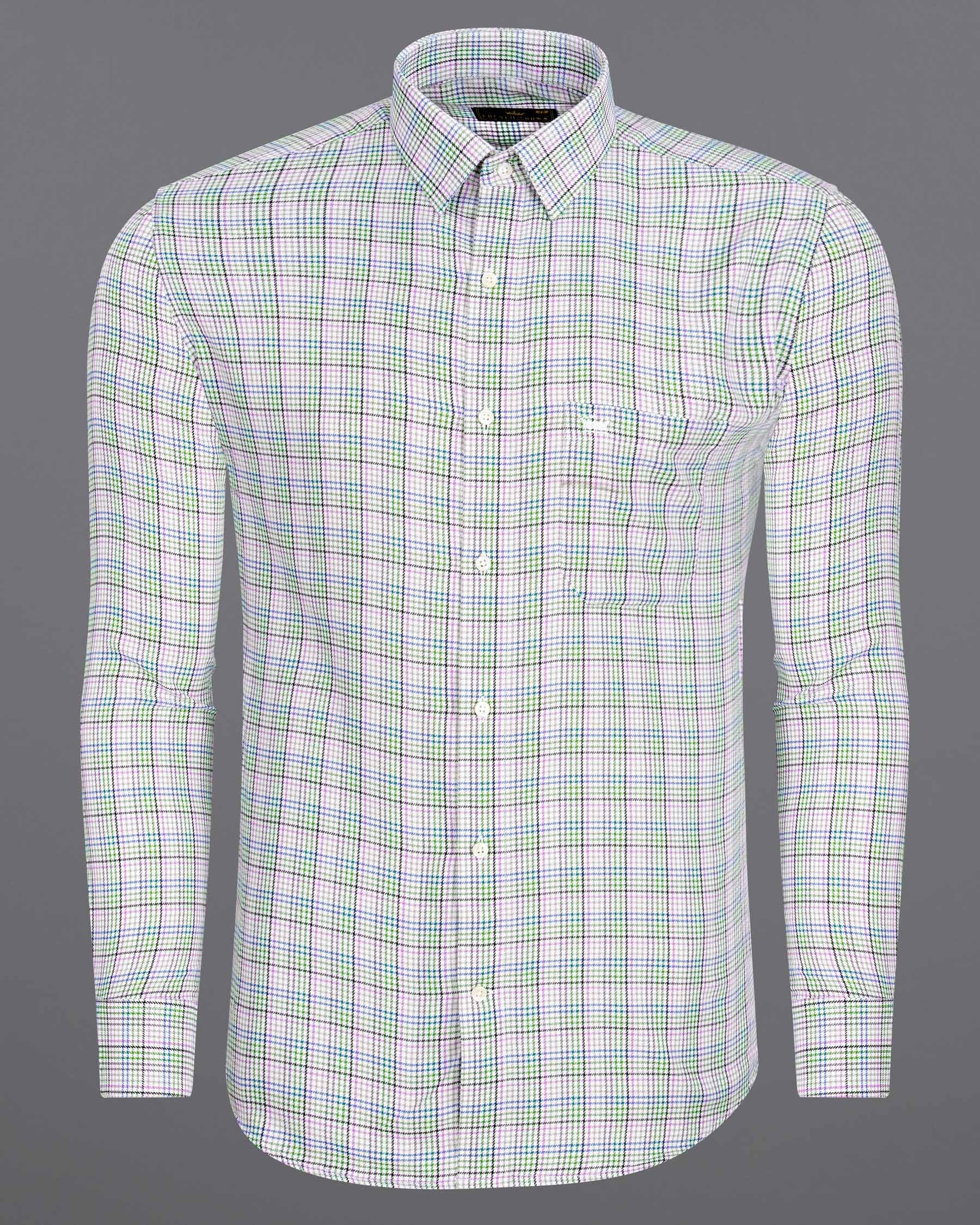 Mantis Green and White with Multi colored Plaid Twill Premium Cotton Shirt 7721-38,7721-38,7721-39,7721-39,7721-40,7721-40,7721-42,7721-42,7721-44,7721-44,7721-46,7721-46,7721-48,7721-48,7721-50,7721-50,7721-52,7721-52