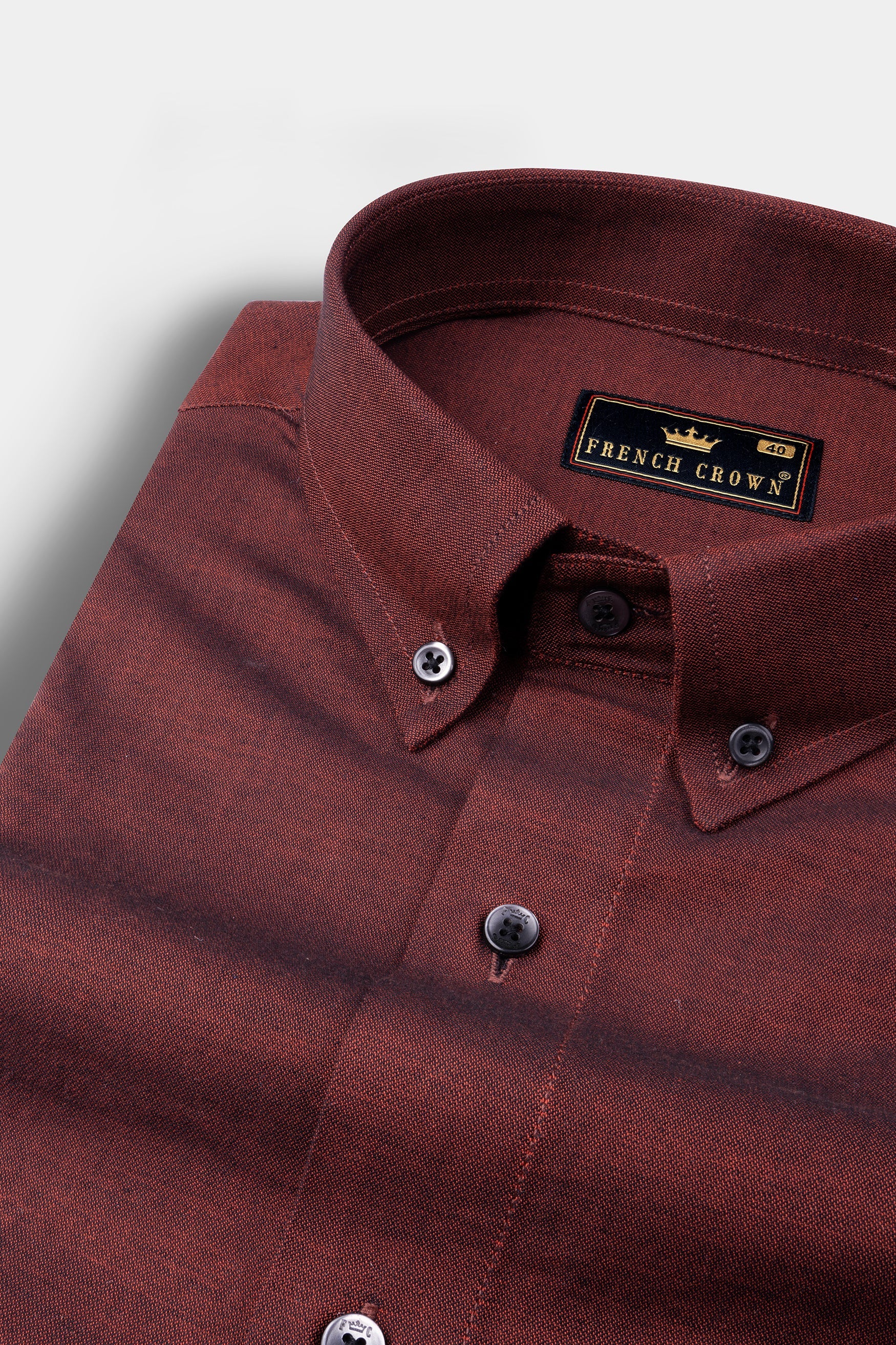 Cocoa Bean Brown Chambray Textured Premium Cotton Shirt