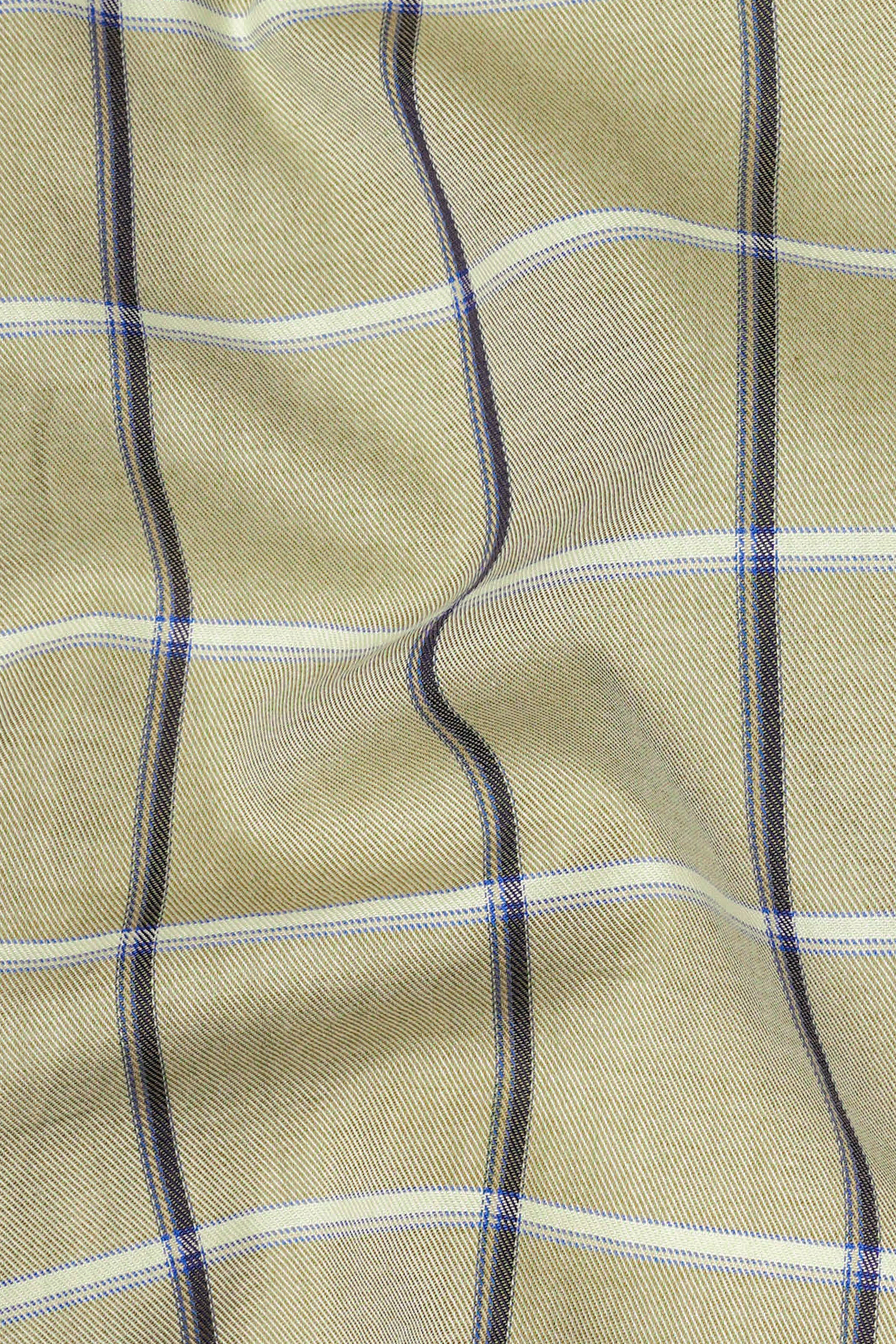 Pavlova Beige Windowpane Twill Textured Premium Cotton Shirt