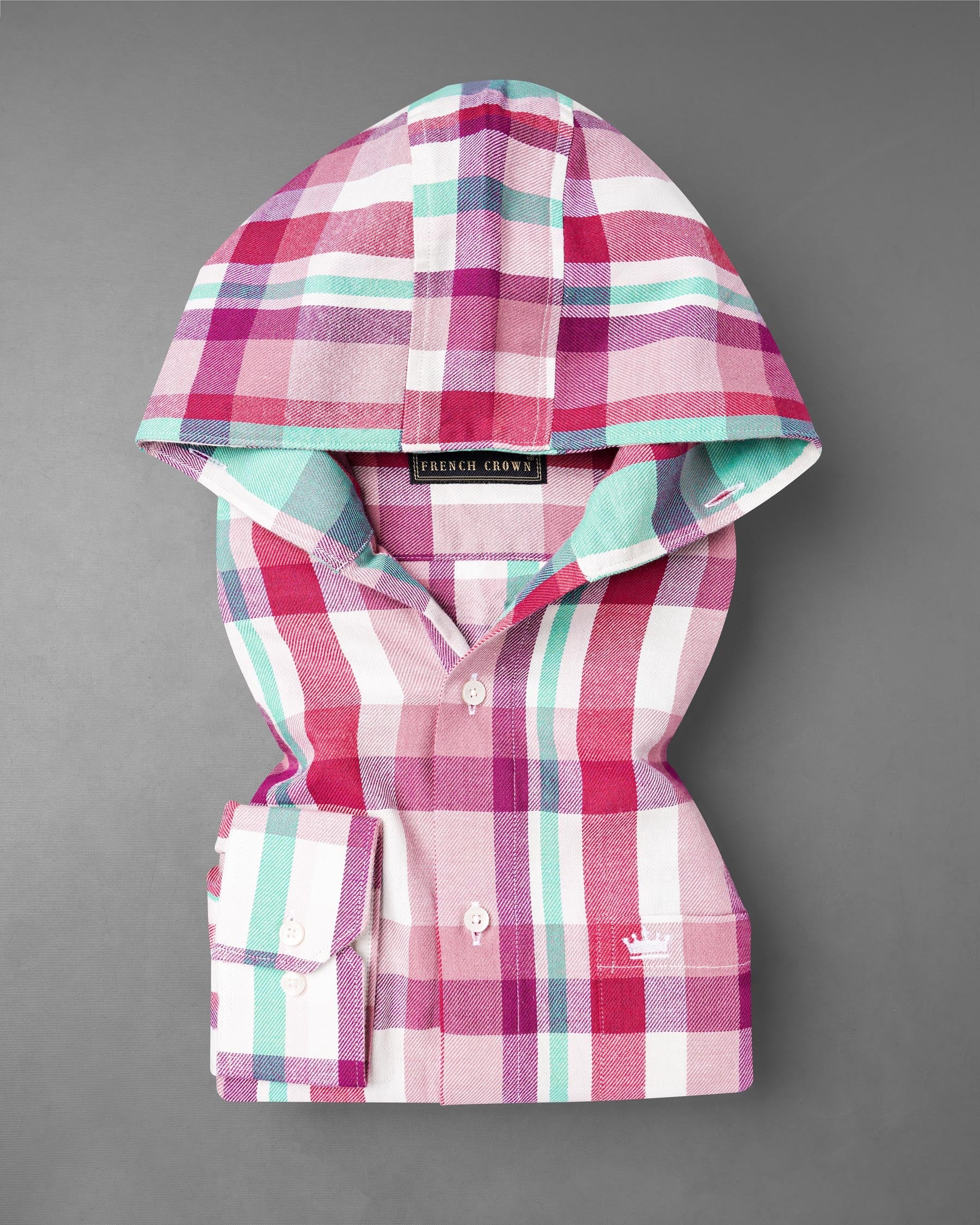 Bright White and Jasper Pink Plaid Twill Premium Cotton Hoodie Shirt 7739-HD-38,7739-HD-38,7739-HD-39,7739-HD-39,7739-HD-40,7739-HD-40,7739-HD-42,7739-HD-42,7739-HD-44,7739-HD-44,7739-HD-46,7739-HD-46,7739-HD-48,7739-HD-48,7739-HD-50,7739-HD-50,7739-HD-52,7739-HD-52